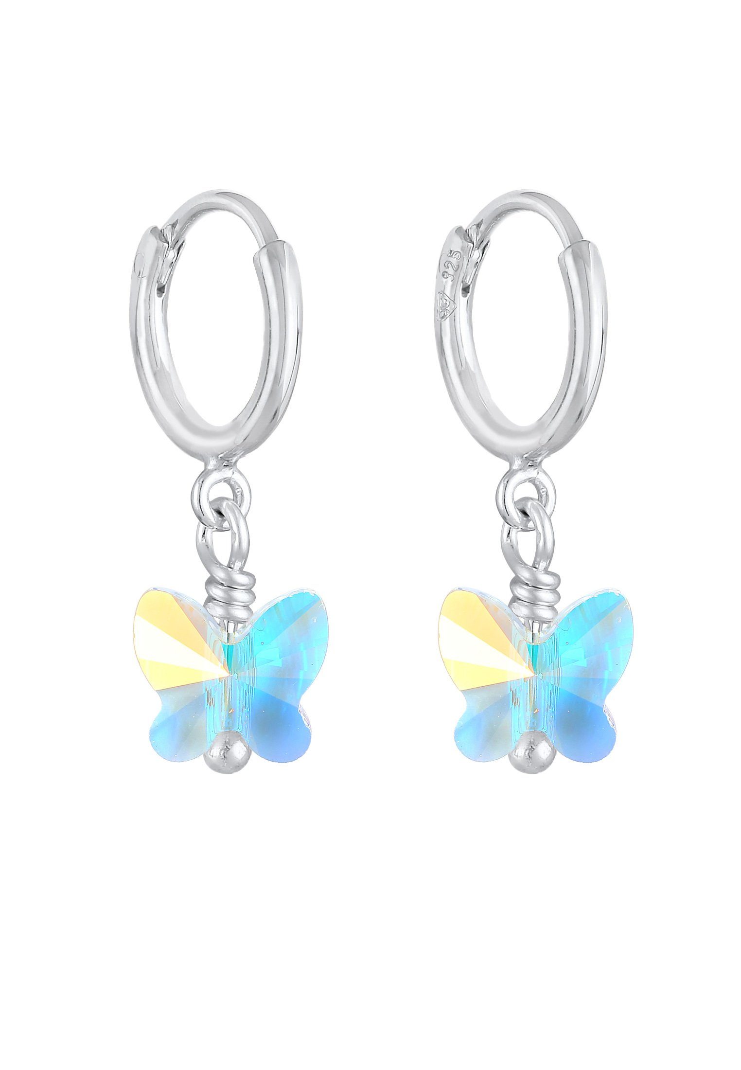 Elli Paar Ohrstecker Schmetterling Silber, Creolen Schmetterling 925