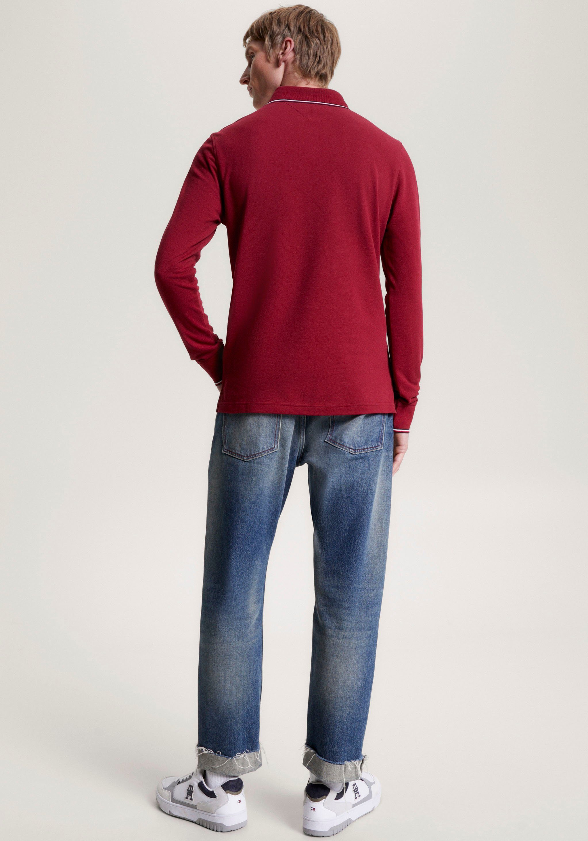 SLIM Rouge TIPPED POLO L/S PLACE Tommy Langarm-Poloshirt Hilfiger