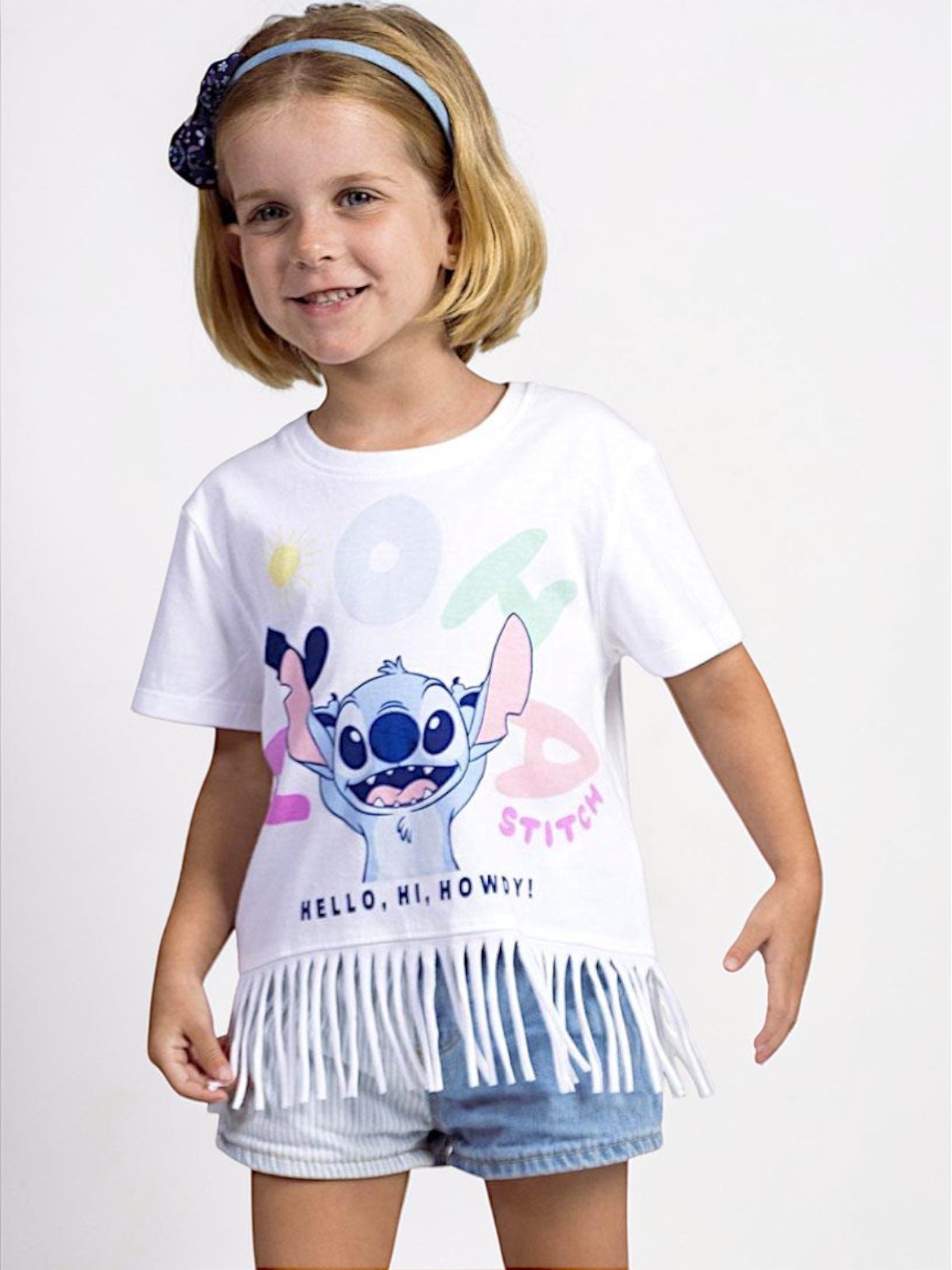 Cerdá T-Shirt Disney Lilo & Stitch Mädchen Shirt mit Fransen aus Jersey Gr. 110-158 cm