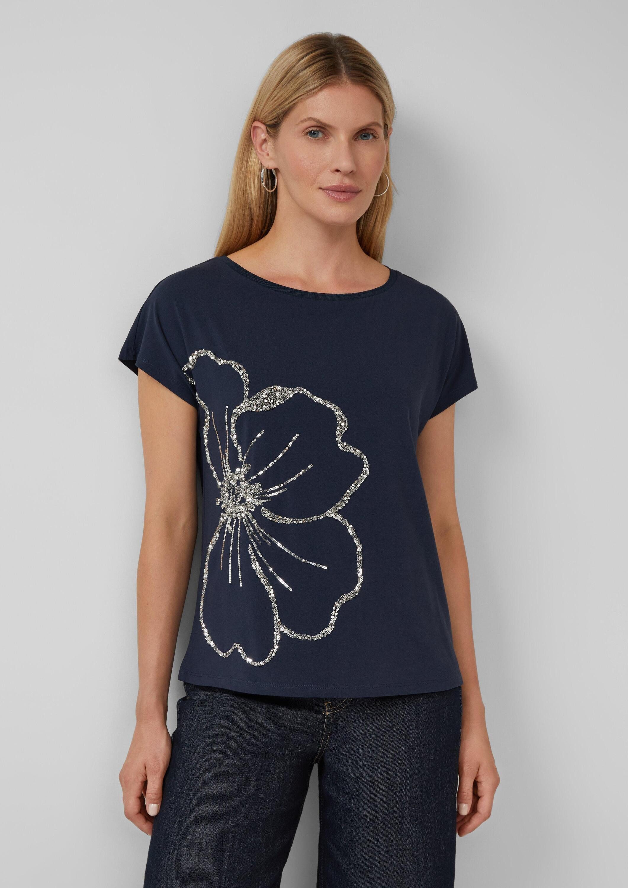 s.Oliver Kurzarmshirt T-Shirt T-Shirt im Relaxed Fit mit Pailletten-Applika günstig online kaufen