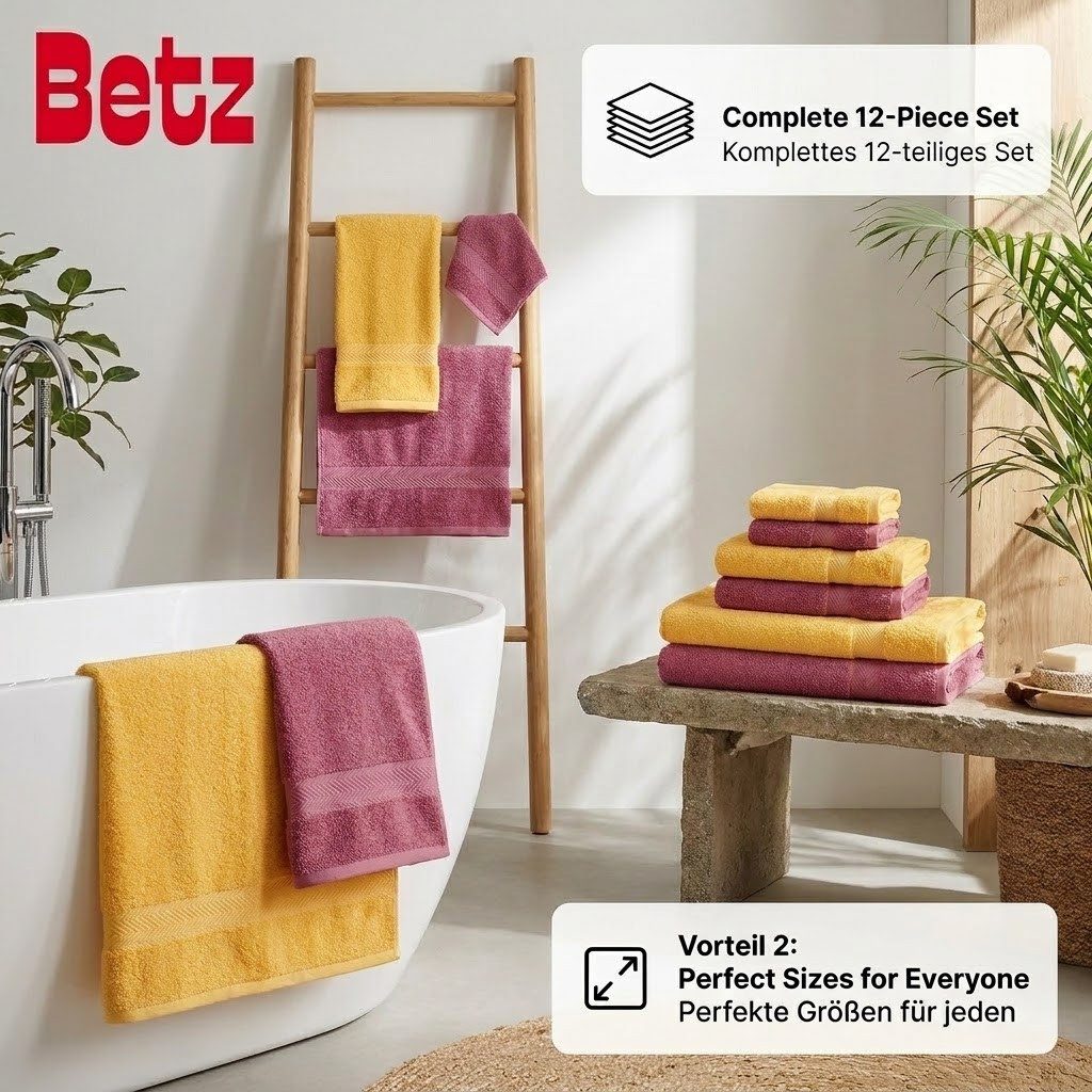 Betz Handtücher Premium Handtuch-Set 12-tlg., 100% Baumwolle (Set, 12-St), Duschtücher,Handtücher, Gästetücher, Seiftücher,Waschhandschuhe – Bild 3 von 5