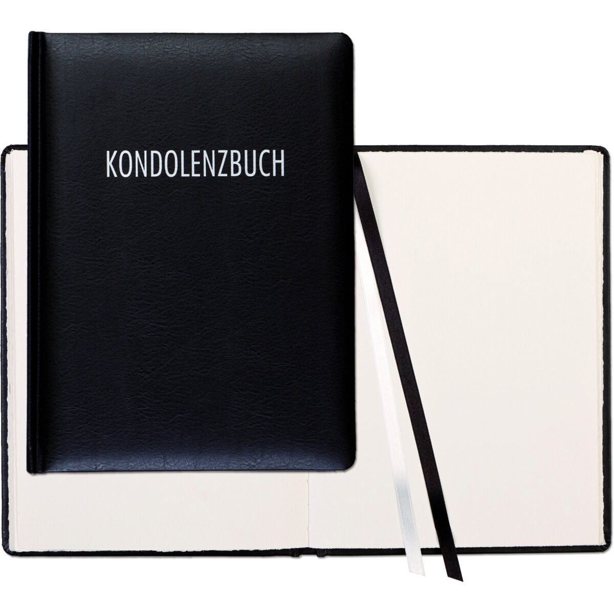 GÜSS Kalender Notizbuch Kondolenzbuch A4 Leder schwarz 30 Seiten Büttenpapier