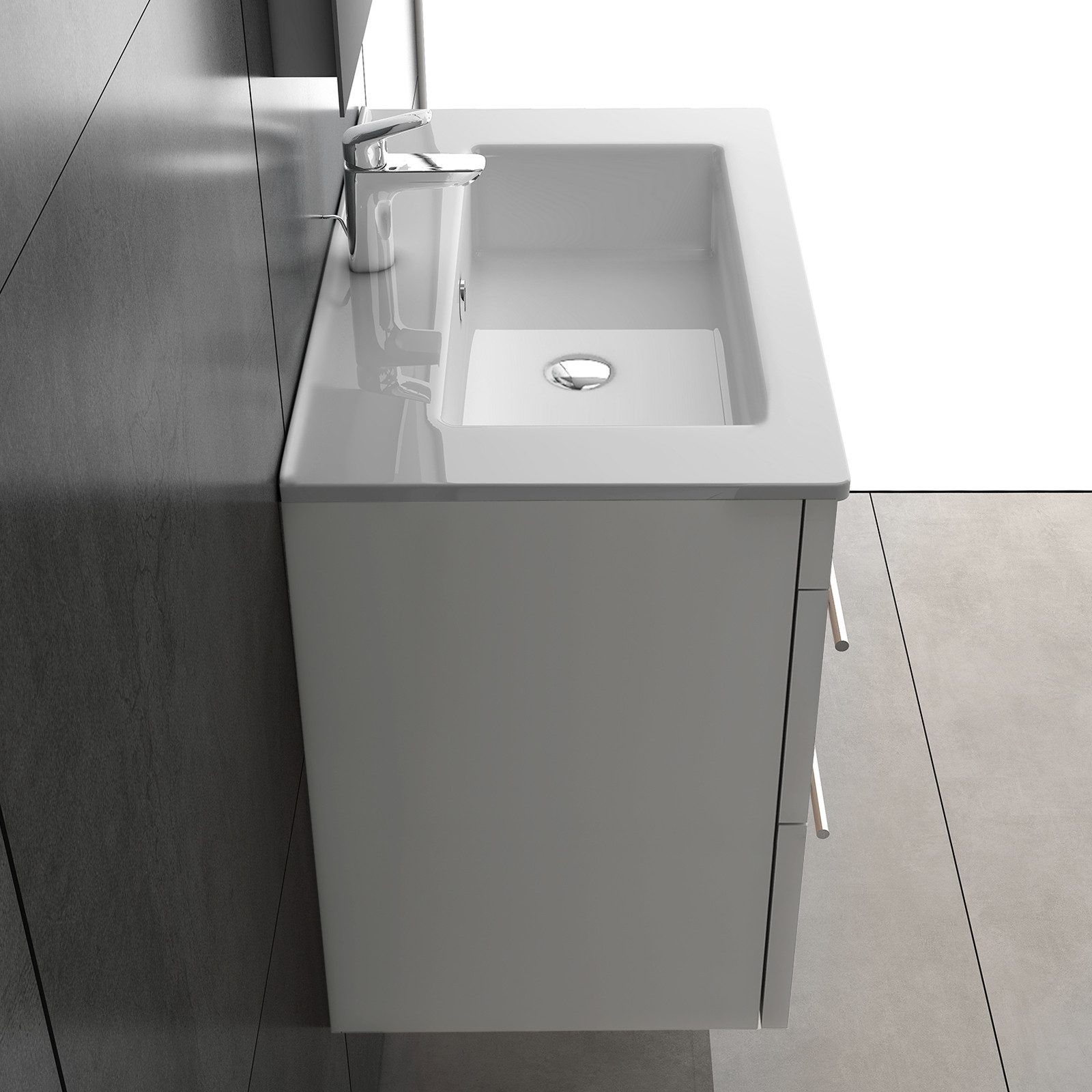 Alpenberger Waschbecken mit Unterschrank 60 cm Breit - Badschrank Badmöbel Set Weiß (Vormontiertes Komplett-Set - Waschplätze, 2-St., 60cm Breit Waschtisch mit  – Bild 5 von 5
