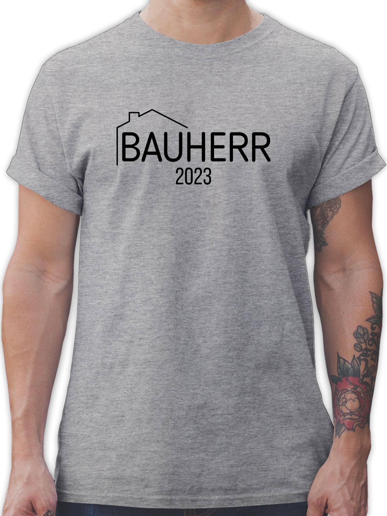 Shirtracer T-Shirt Bauherr 2023 Herren & Männer Geschenke 3 Grau meliert