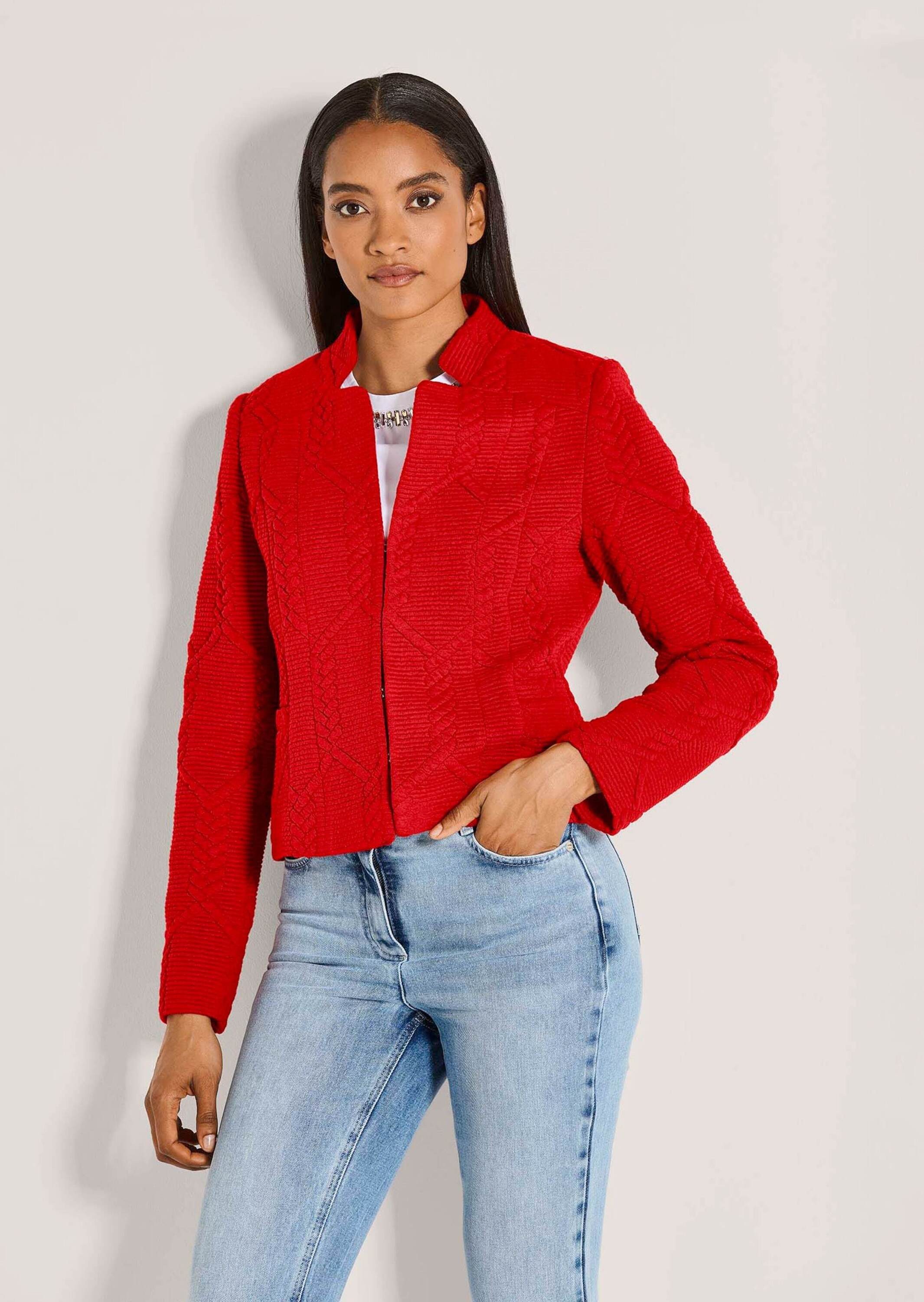 MADELEINE Kurzblazer Eleganter Jerseyblazer im Zopf-Design Blazer mit Stehk günstig online kaufen