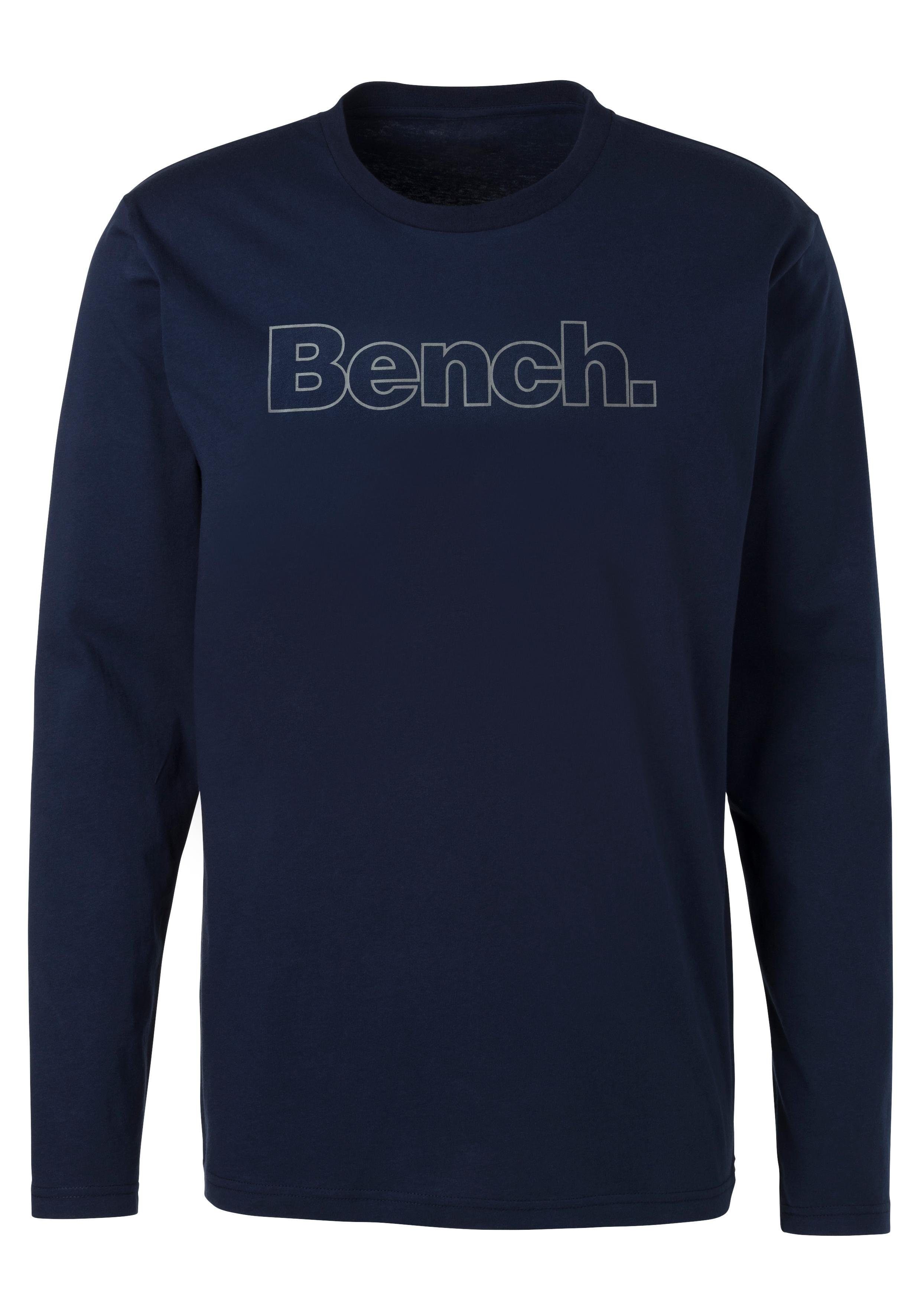Bench. Loungewear Langarmshirt (2-tlg) mit Bench. Print vorn