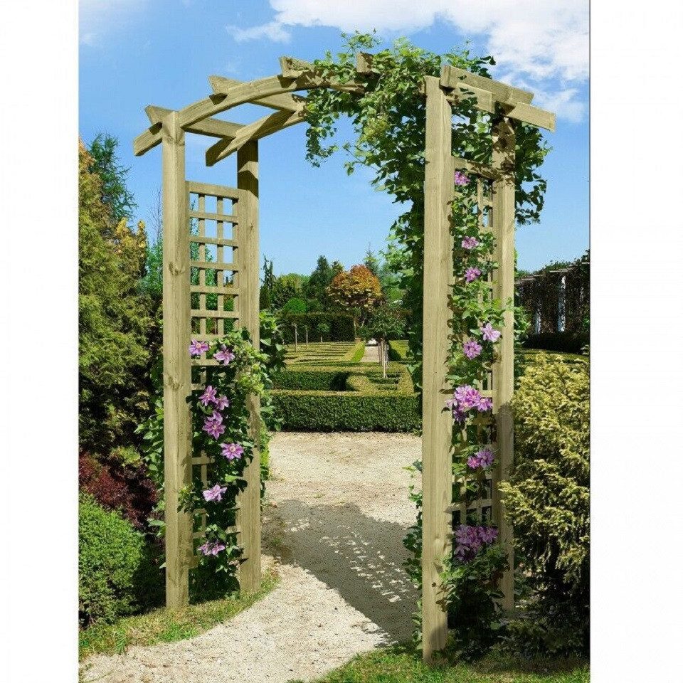 Gartenpirat Pergola Torbogen Pergola Holzbogen aus Holz KDI mit Rankgitter Rosenbogen Rank, Stabile und massive Holzausführung