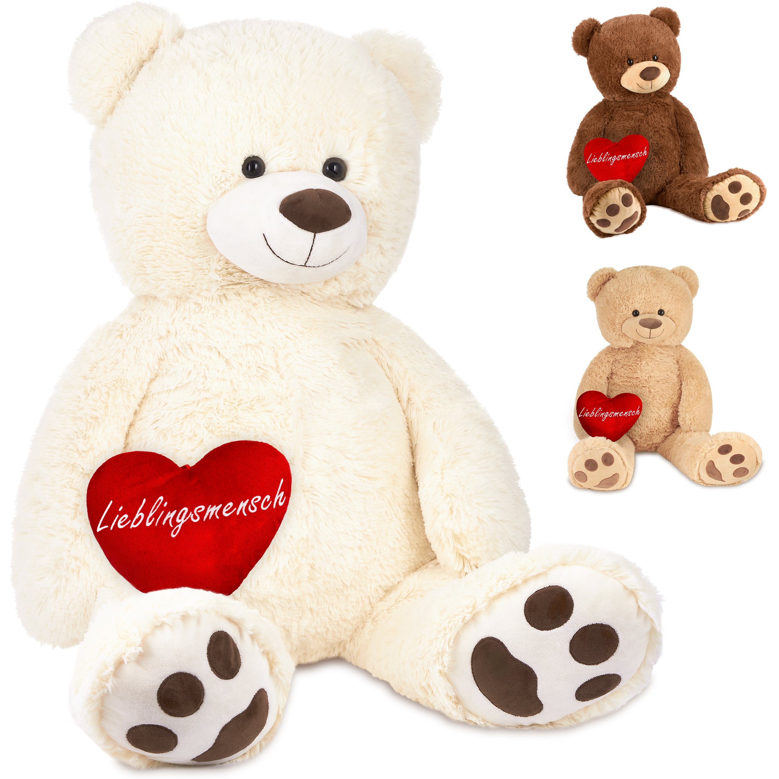 Kuscheltier XXL Teddybär 100 cm groß mit Herz Lieblingsmensch