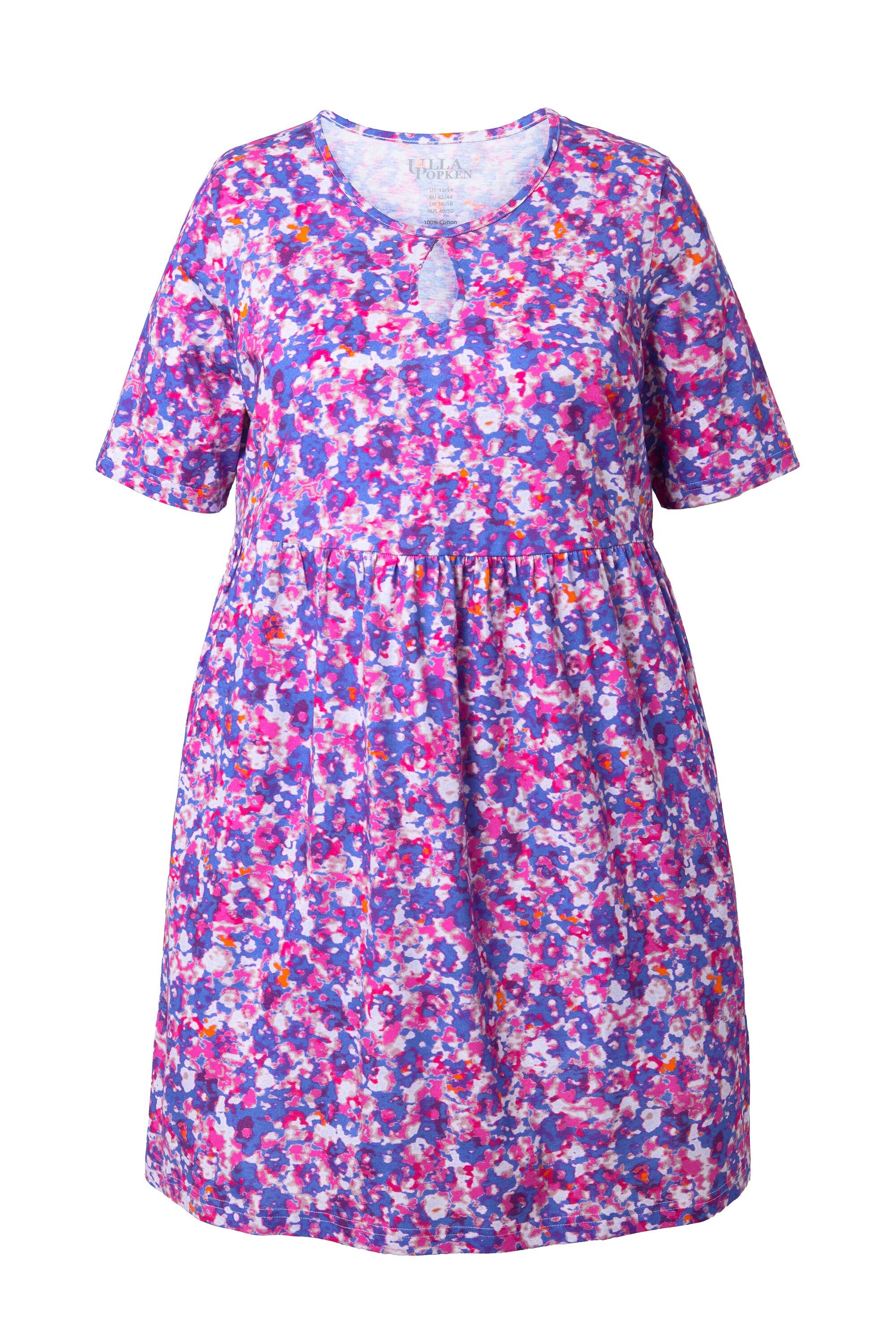 Longshirt Longshirt gemustert A-Linie Rundhals Keyhole