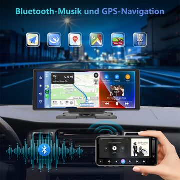 Hikity 10,26" IPS-Touchscreen Digitaler Medienempfänger Wireless Carplay/Auto Navigationsgerät (Bluetooth/Airplay/Spiegelverbindung/SD/TF)