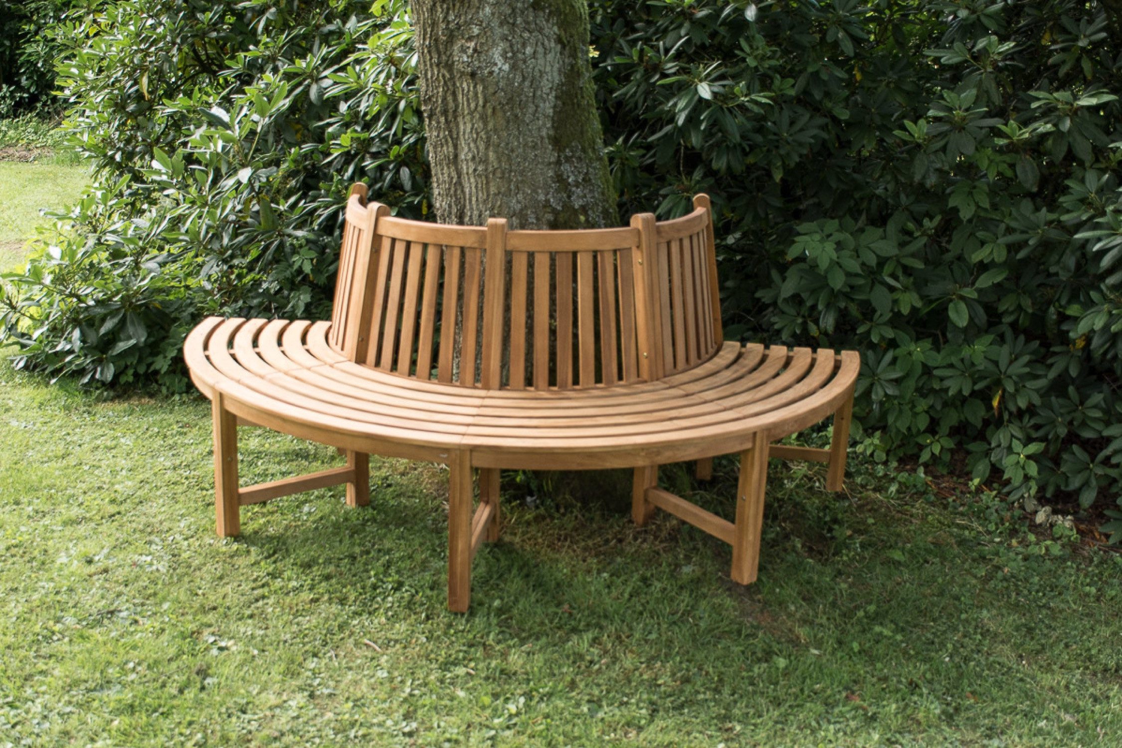 TPFGarden Baumbank Mirella (mit 180-Grad Sitzfläche und Rückenlehnen), Teak-Holz Garten Baumbank Sitzbank massiv 203 cm