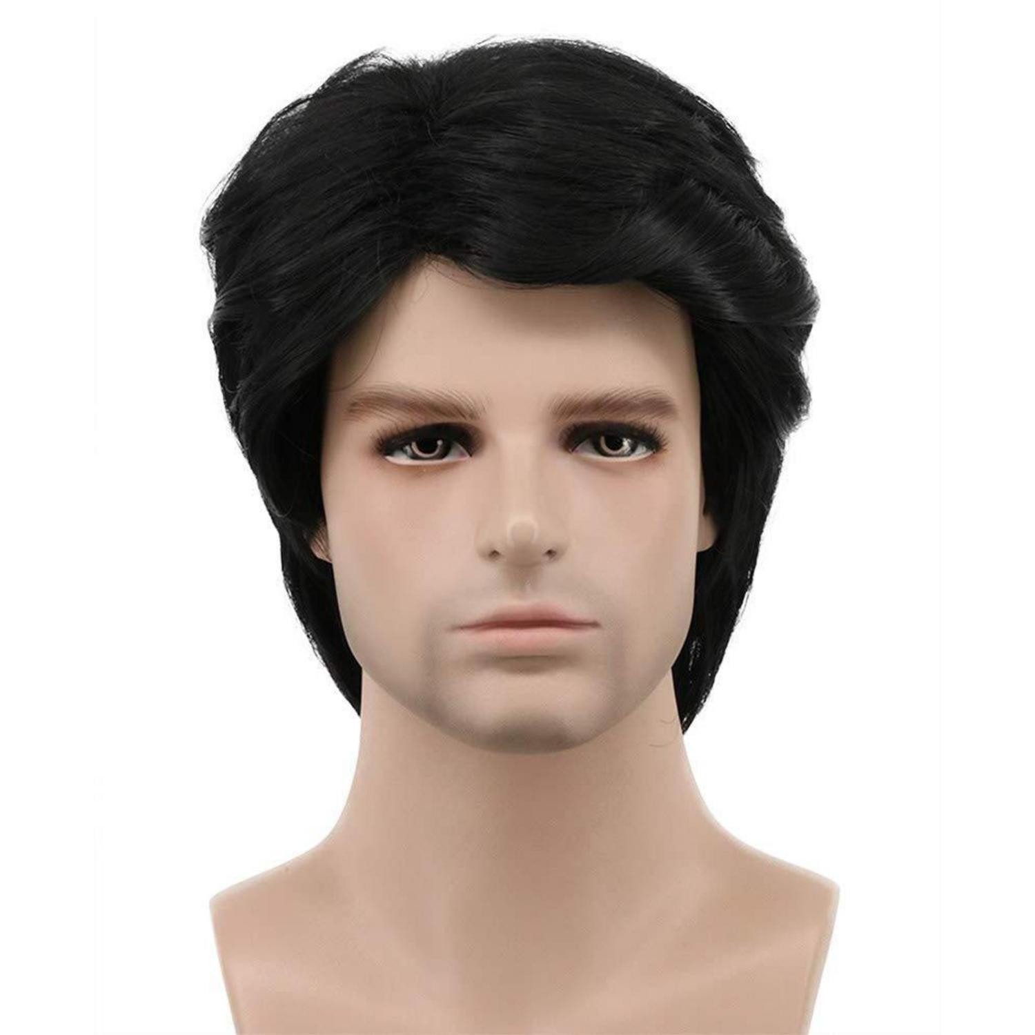 Kostüm-Perücke Perücke Herren Lockige Kurze Halloween Cosplay Kostüm Dunkelschwarz