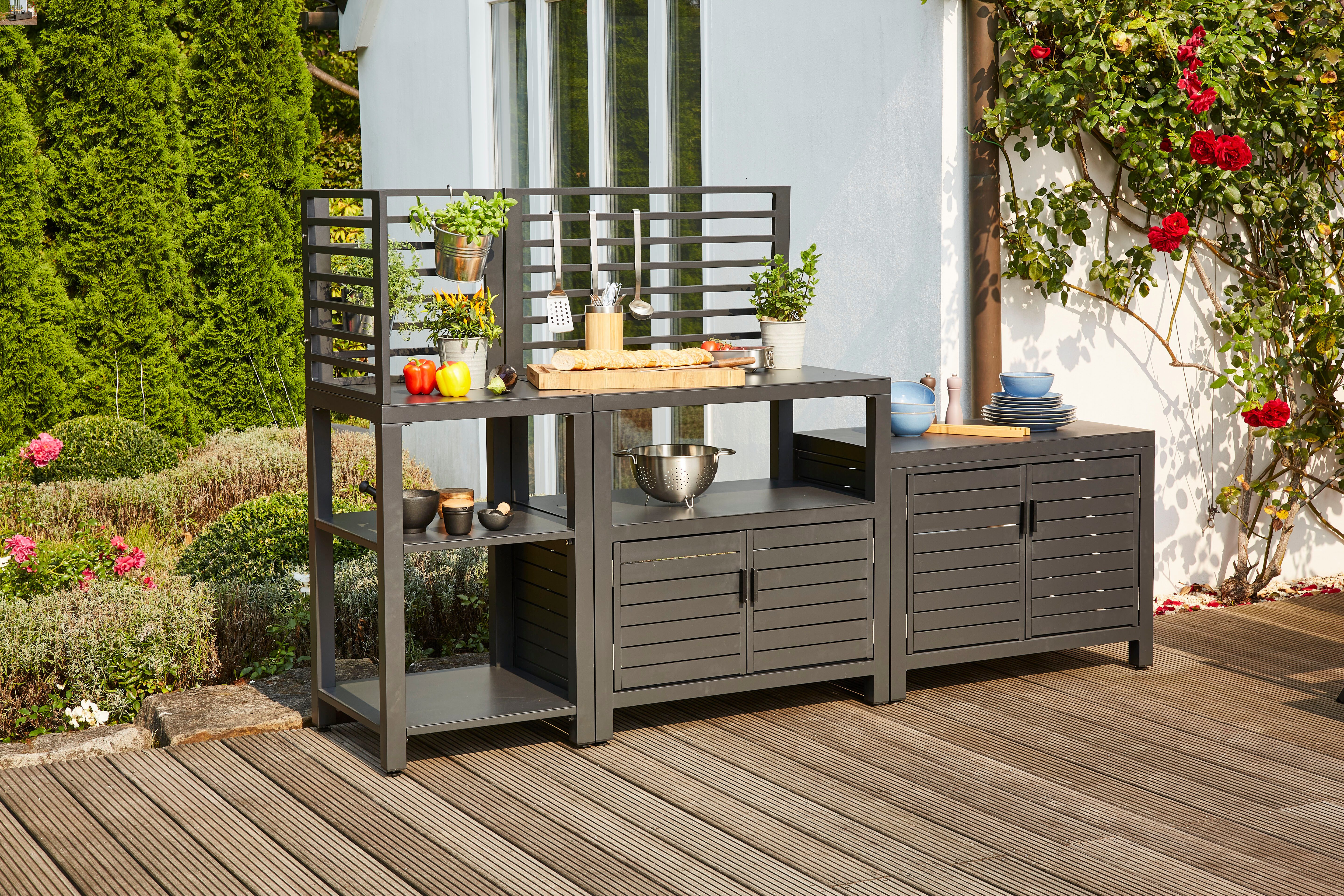 Siena Garden Outdoor-Küche Texas 3er-Set, (Set), aus Aluminium in matt anthrazit