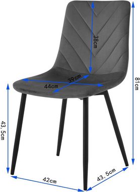 EUGAD Esszimmerstuhl (4 St), Samtstuhl mit Metallbeinen,150 kg belastbar