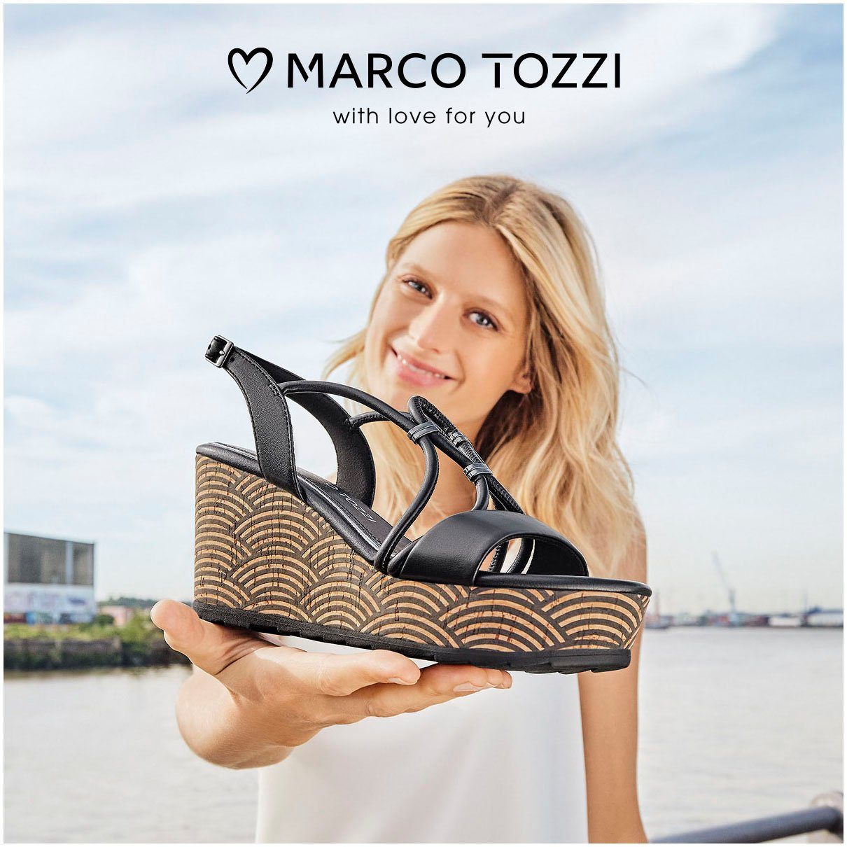 MARCO TOZZI Keilsandalette, Sommerschuh, Sandale, Keilabsatz, in veganer Ve günstig online kaufen