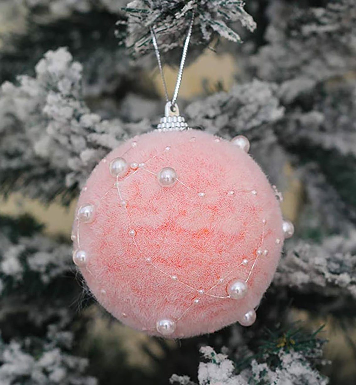 oder mit Pride Perlenbesatz Perlenbesatz, Weihnachtskugeln (4-tlg), in handarbeit Angel's handdekoriert, mit rosa weiß Christbaumschmuck