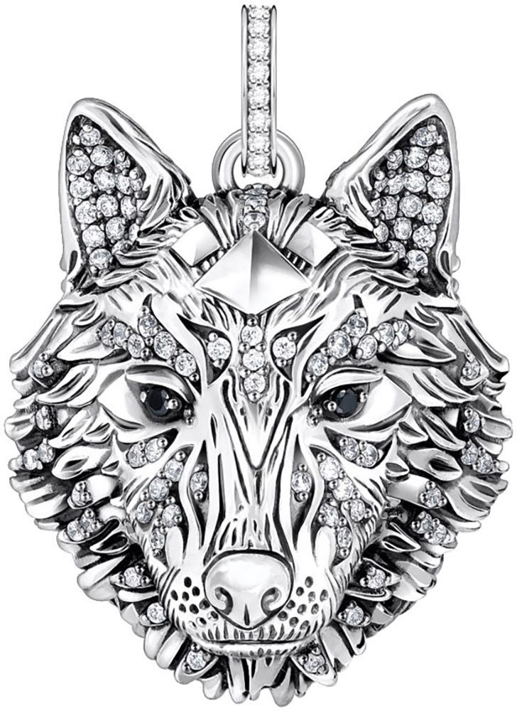 THOMAS SABO Kettenanhänger Wolfs-Gesicht-Optik, PE965-691-21, mit Zirkonia (synth)