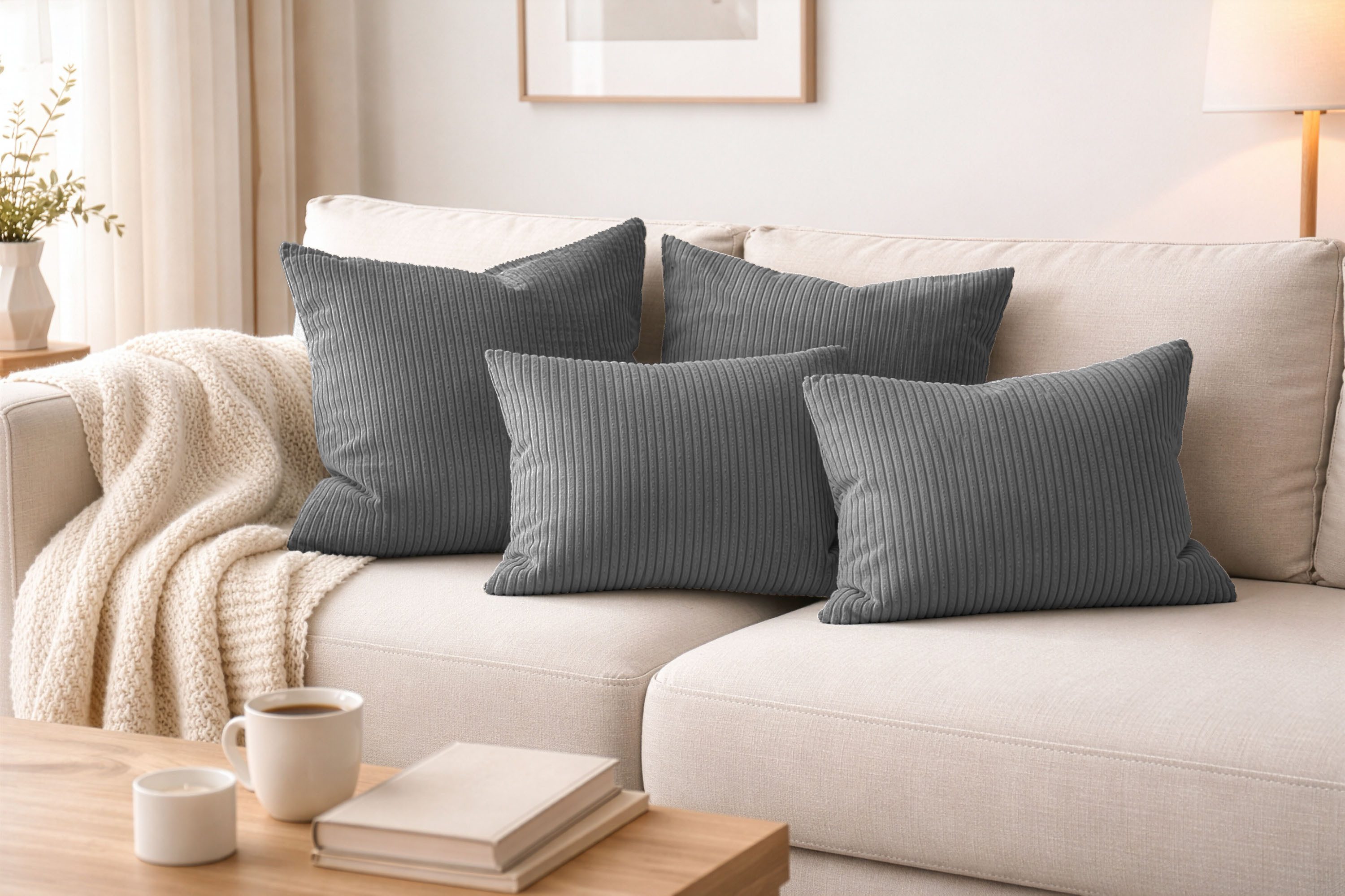 Amilian Dekokissen - Kissen Set 4er - Sofakissen mit Füllung 2x 50x50 + 2x 35x45cm, (4 Stück) Kuschelkissen - Zierkissen mit Kissenfüllung - Couchkissen