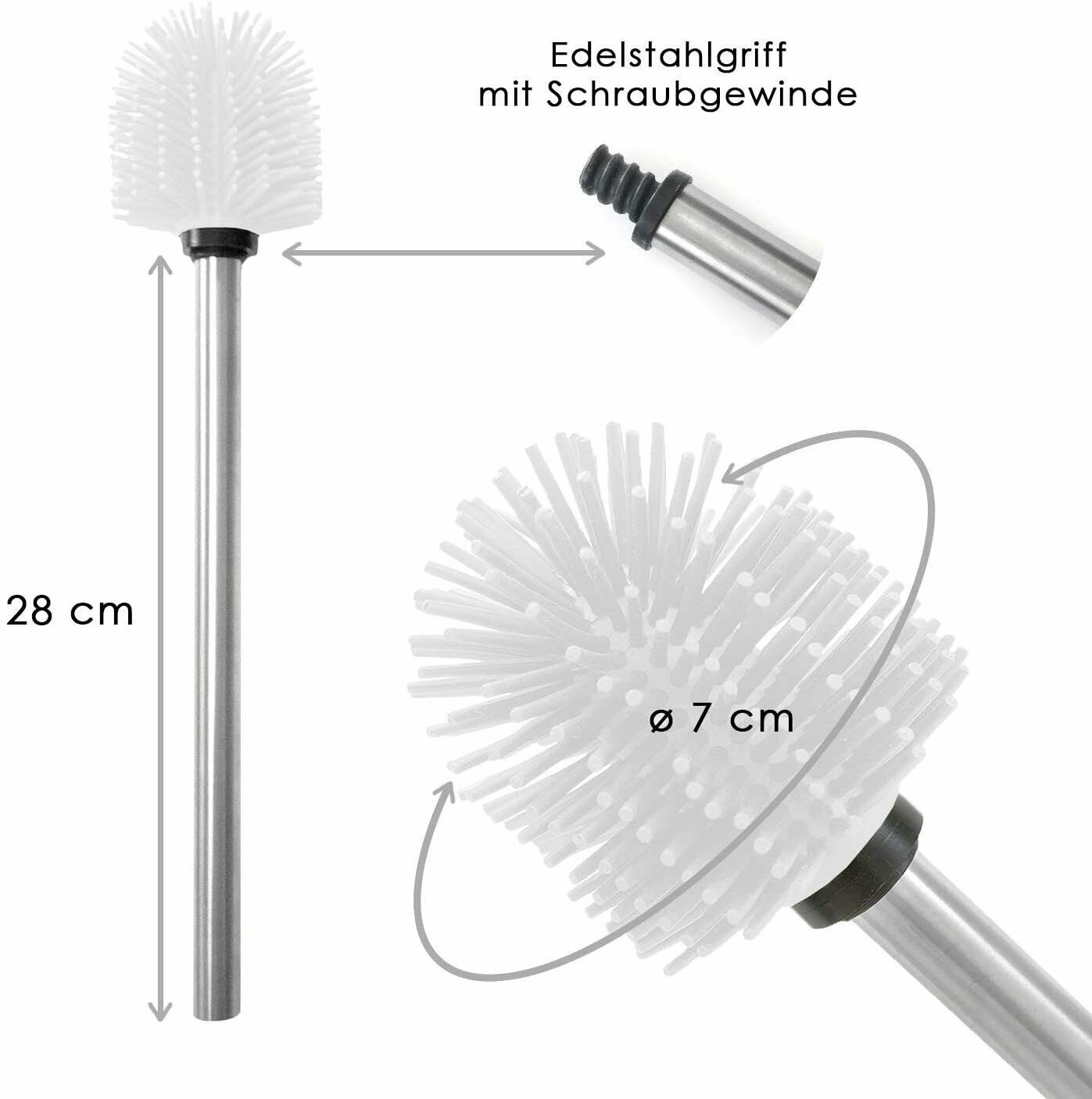 (Set, WC-Reinigungsbürste Bürste, weiß ROXUS SILIKON WC, Ersatzbürste, Silikonbürstenkopf hochwertiger teilig), Klobürste, 2 WC WC Toilettenbürste, jedes