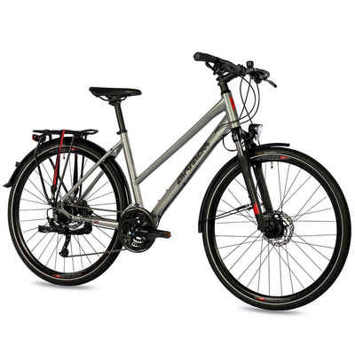 Airtracks Trekkingrad Damen Trekking Fahrrad 28 Zoll Trekkingrad TR.2845L, 24 Gang Shimano Alivio RD-M3100-SGS Shadow, Kettenschaltung, Silber Matt - Rahmenhöhen 48 cm & 52 cm » Modeljahr 2024 «