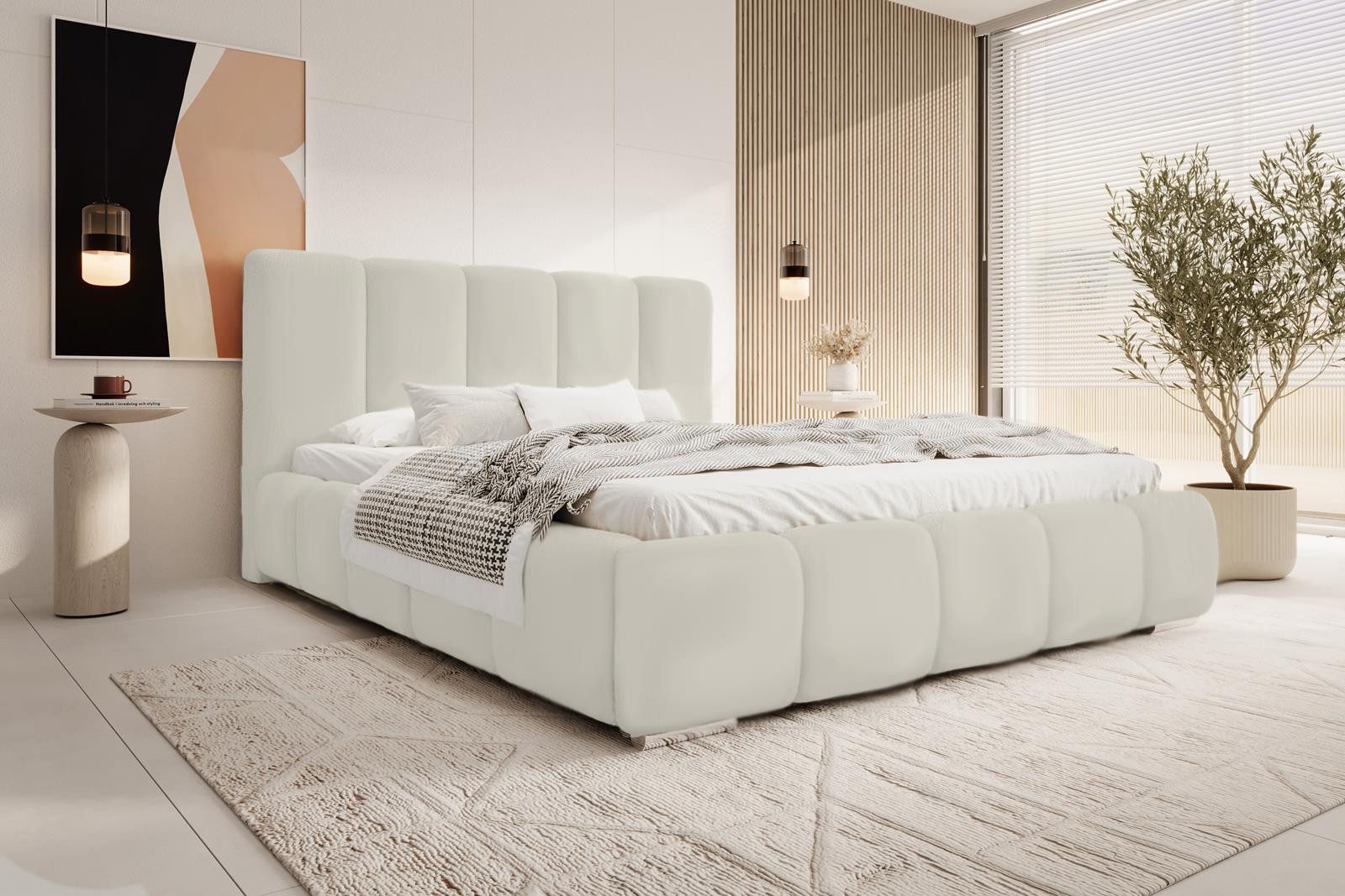Compleo Polsterbett BUBBLE Velvet, Leistenlattenrost aus Holz, Modern bett