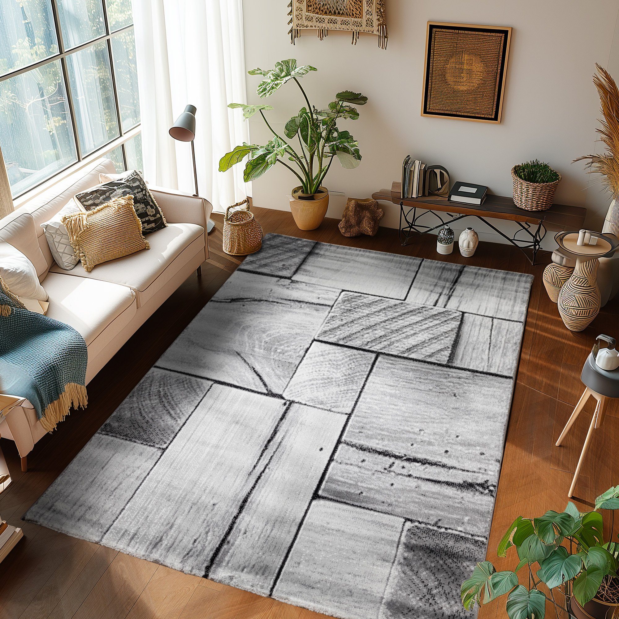 SIMPEX24 Designteppich 3D-Holz Design, Rechteckig, Höhe: 12 mm, Modern Kurz günstig online kaufen