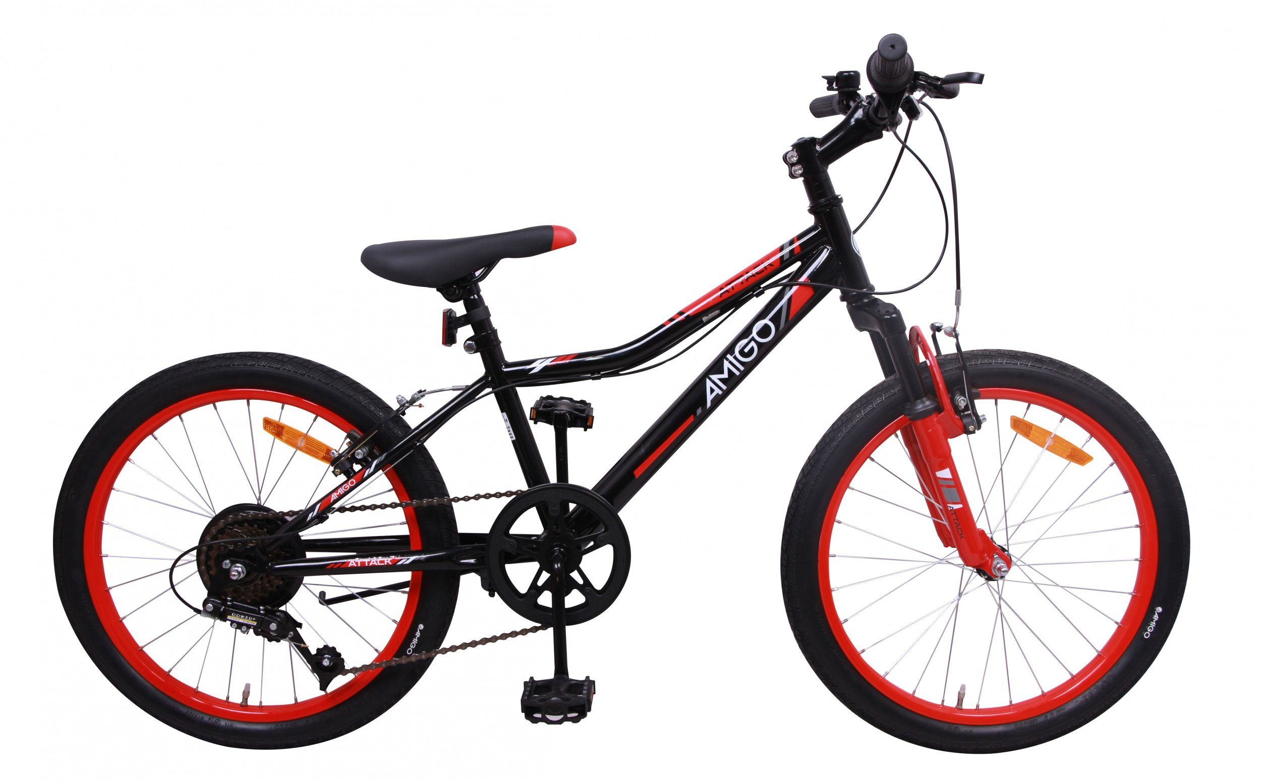 Alter schwarz/rot • 6G • 6 AMIGO Fahrrad - Jungen 20 Kinderfahrrad Mountainbike Zoll Jahre, 8 • Felgenbremse