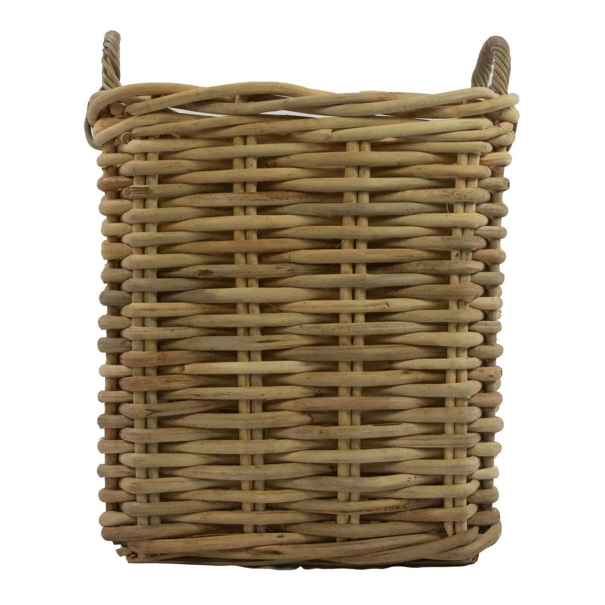 INNA-Glas Übertopf Deko Korb BENIGNO, mit Henkel, Rattan, braun, 44x44x59cm