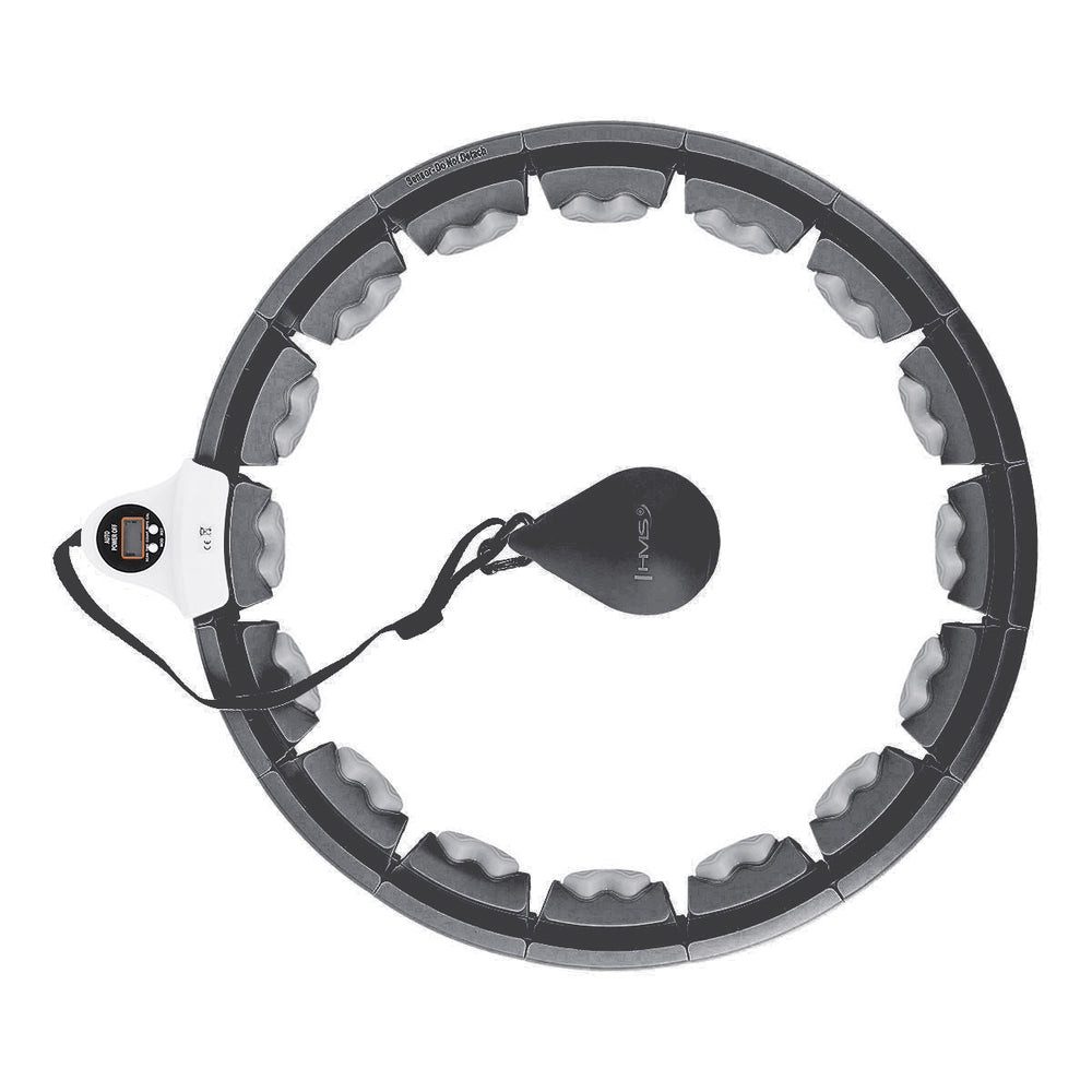 HMS Hula-Hoop-Reifen Fitnessreifen Massagereifen Taillentrainer (Spar-Set, 1-tlg., 35-45 cm verstellbar), LCD-Zähler, Massagenoppen, Schwerkraftball, verstellbar