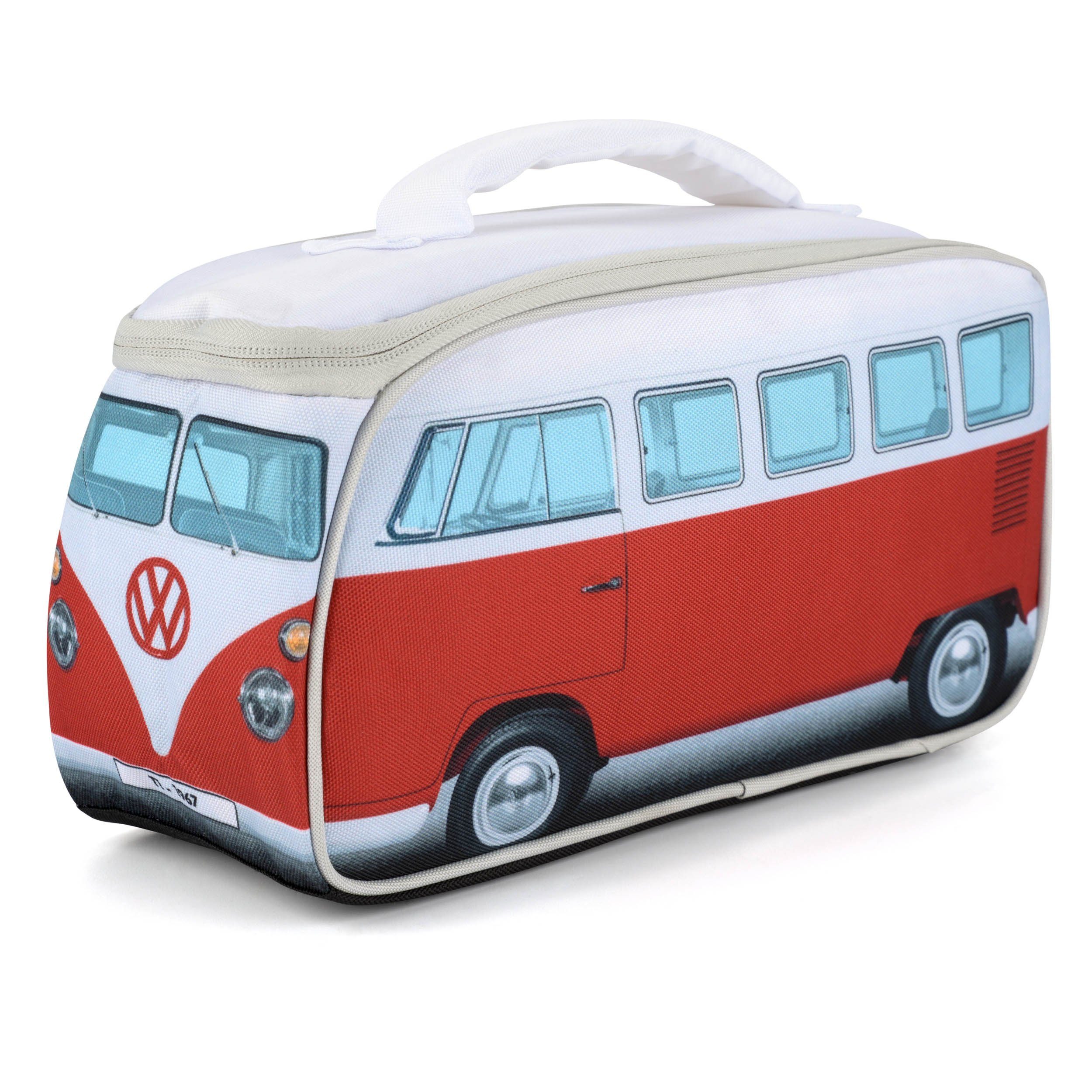 VW Collection by BRISA Lunchbox Volkswagen T1 Bulli Bus Brotdose, Polyester D600, PU beschichtet, (1-tlg), elegante Allzwecktasche in rot