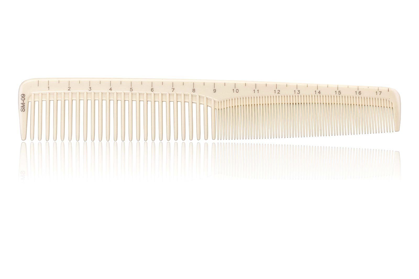 Kosmetex Haarkamm Haarschneidekamm, Frisieurkamm mit integriertem Lineal, 18,5 cm, beige