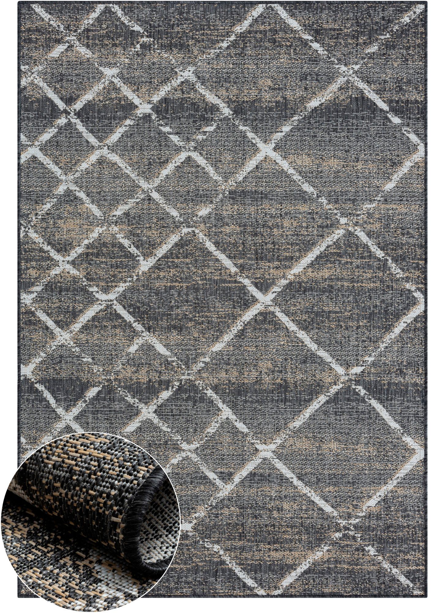 OTTO home Outdoorteppich Sorren, LAGERRÄUMUNG!, rechteckig, Höhe: 8 mm, Rauten Muster, In- und Outdoor geeignet, Terrasse & Balkon