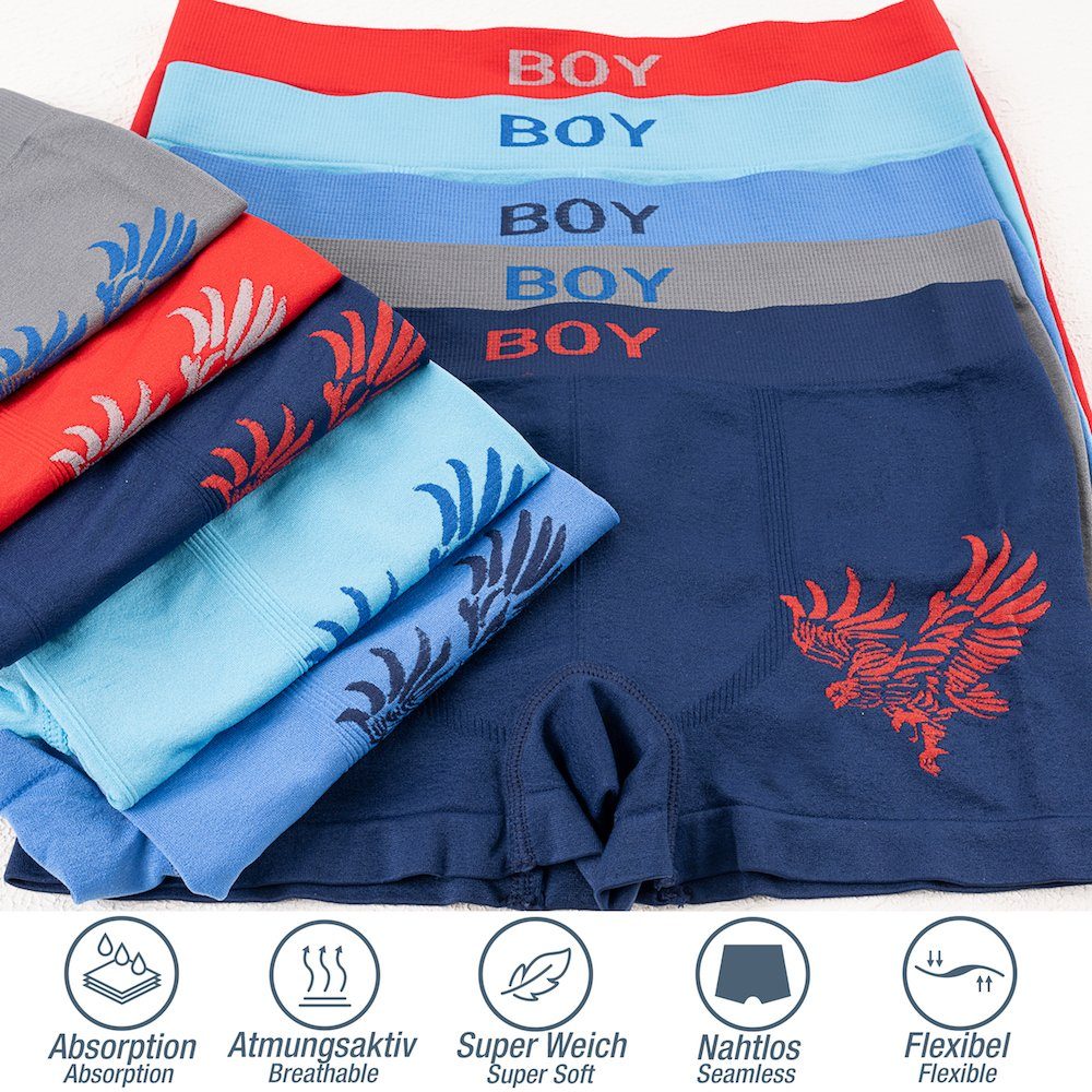 LOREZA Boxershorts 10er Set Jungen Boxershorts - Adler - Bunt (Spar-Packung, 10-St) – Bild 2 von 5