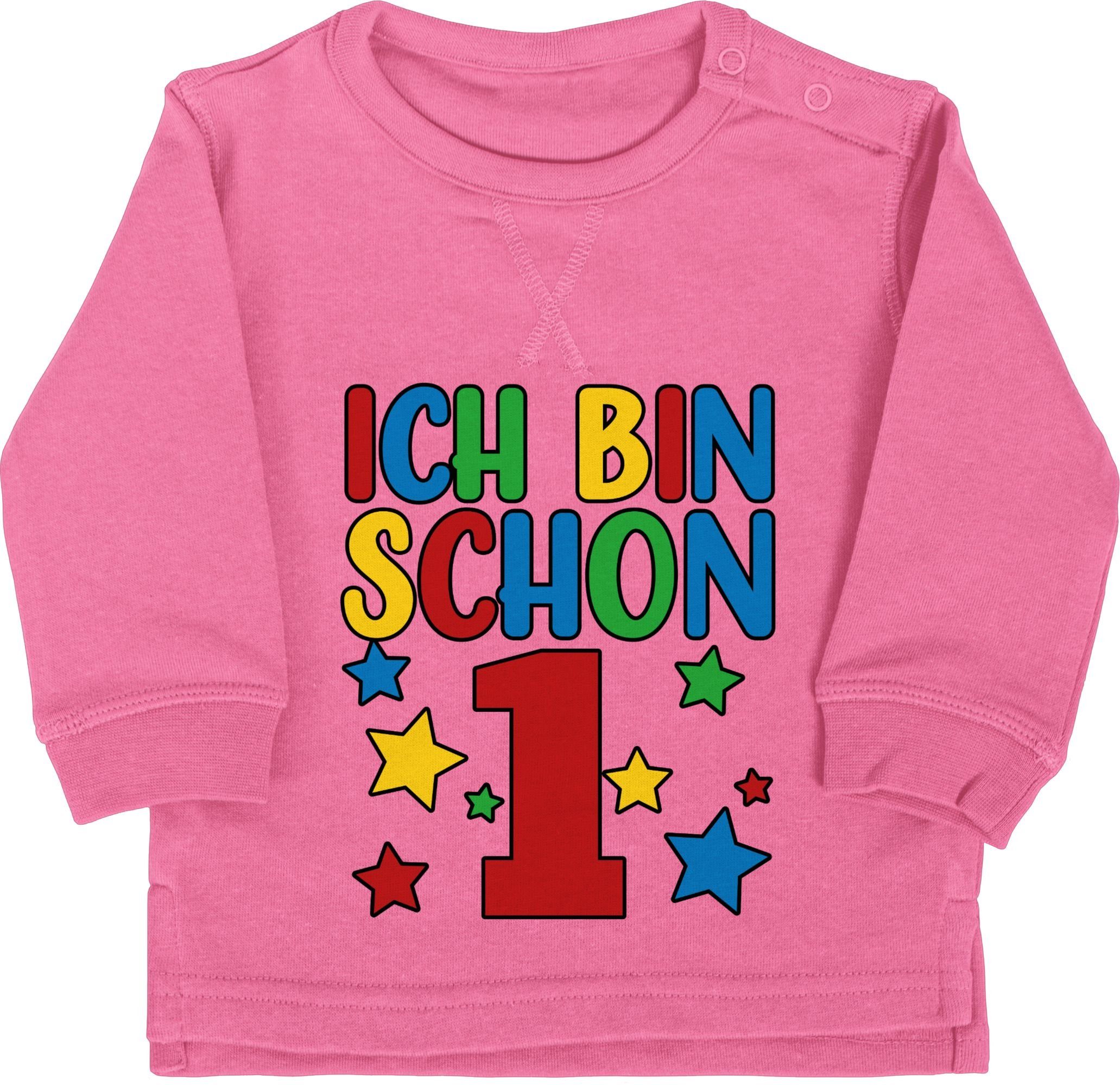 Shirtracer Sweatshirt Ich bin schon eins bunt 1. Geburtstag 1 Pink