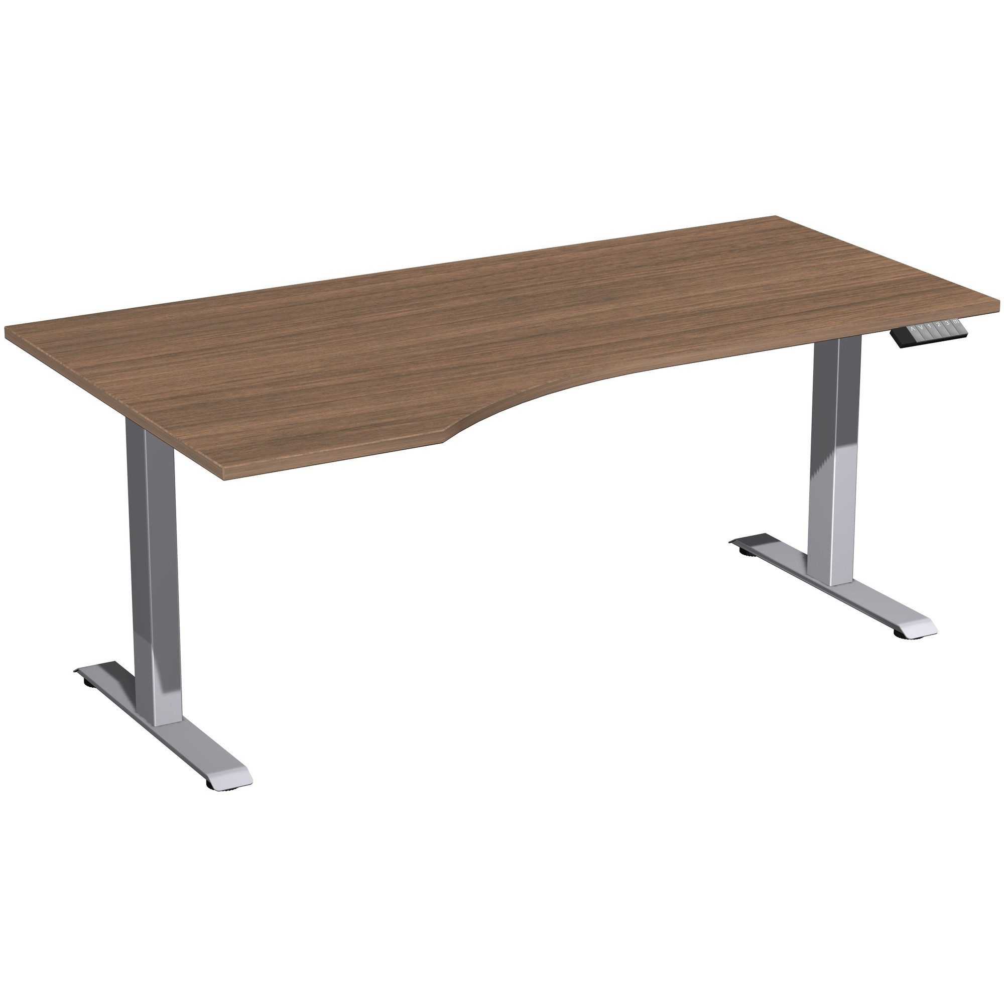 geramöbel Schreibtisch Tisch Elevate Basic violett 1800x1000x730-1230mm silber/nußbaum