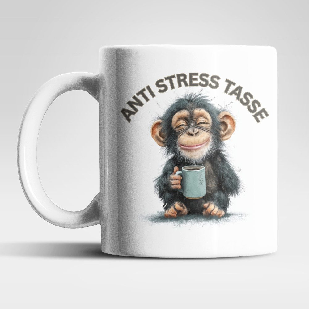 WS-Trend Tasse Anti Stress Schimpanse Kaffeetasse Teetasse Tasse Geschenkidee, Keramik