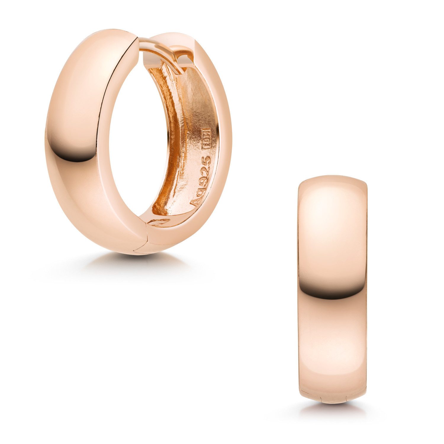 Materia Paar Creolen Rosegold Damen breit Ø17mm SO-359, Sterlingsilber, rosevergoldet