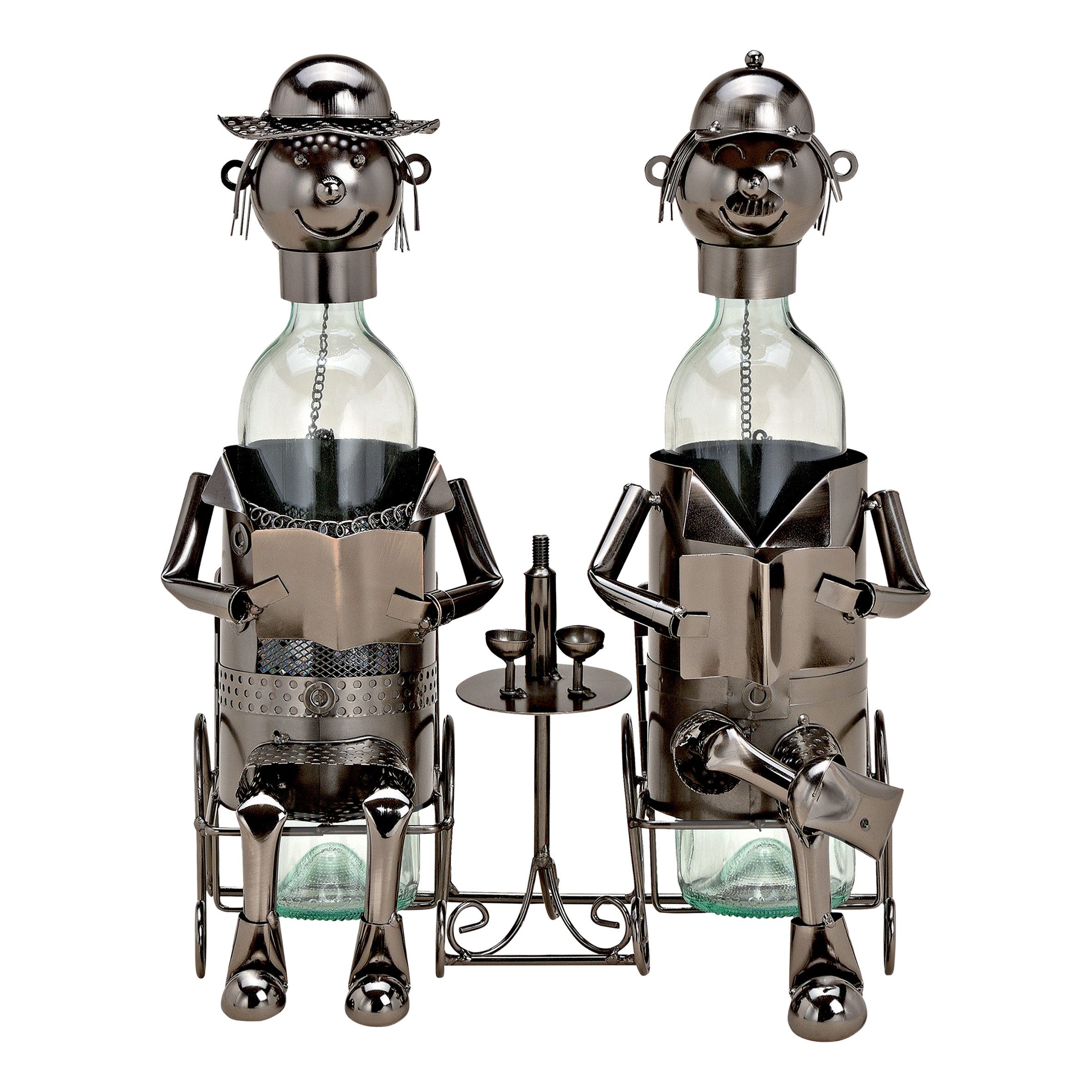 Spetebo Flaschenhalter Weinflaschenhalter, (Stück, 1-St., Flaschenhalter mit Figuren), Deko Flaschenhalter mit Metall Figuren