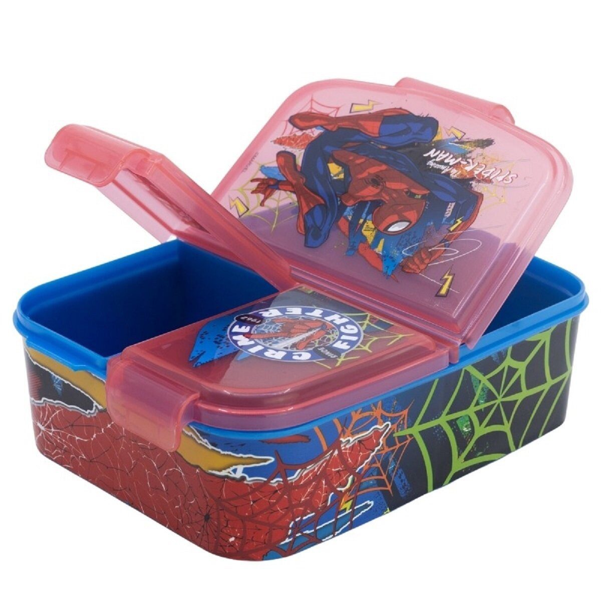 Spiderman Lunchbox Spiderman Kinder Brotdose Lunchbox mit 3 Fächern & tollem Design, 100% Kunststoff, (1-tlg)