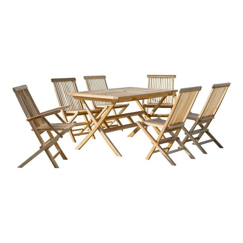 GMD Living Gartenlounge-Set KENDARI, (Garten-Sitzgruppe, 7-tlg., bestehend aus 4 Stühle, 2 Armlehnstühle & Tisch), In- und Outdoor geeignet