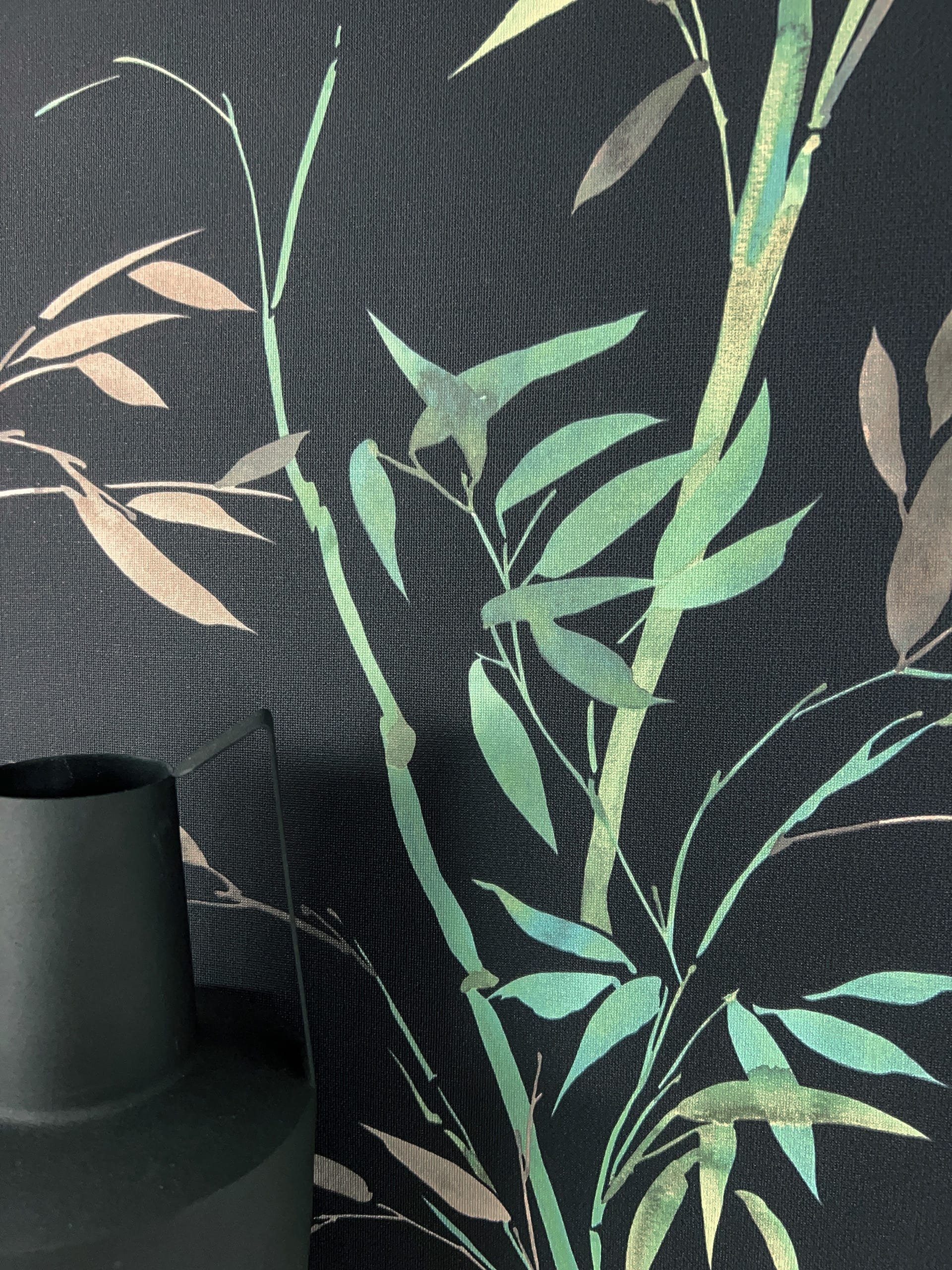 Newroom Vliestapete, Schwarz Tapete Modern Dschungel günstig online kaufen