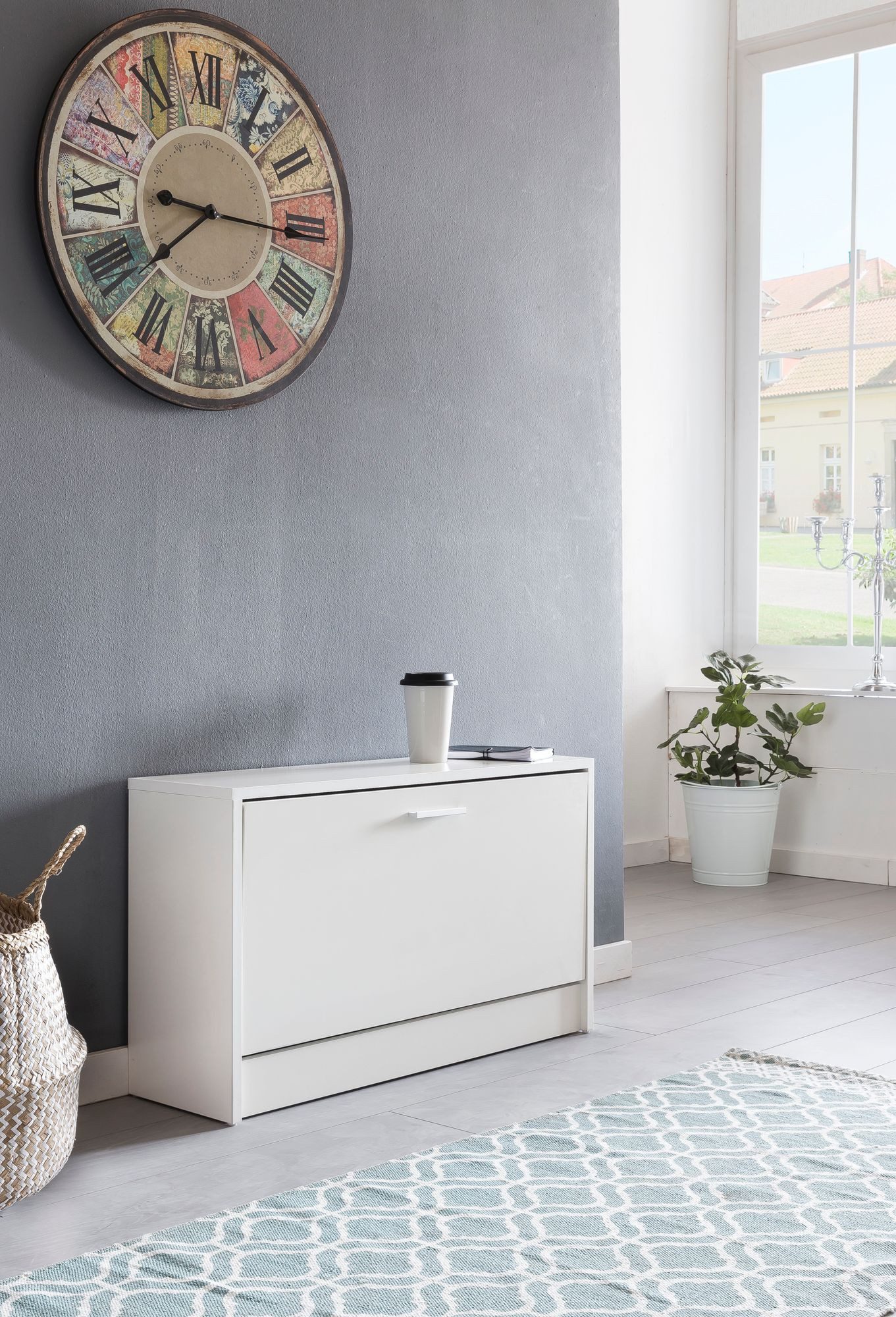 FINEBUY Schuhbank SuVa11682_1 (mit Sitzfläche Weiß, Schuhkipper Holz 80x47x günstig online kaufen