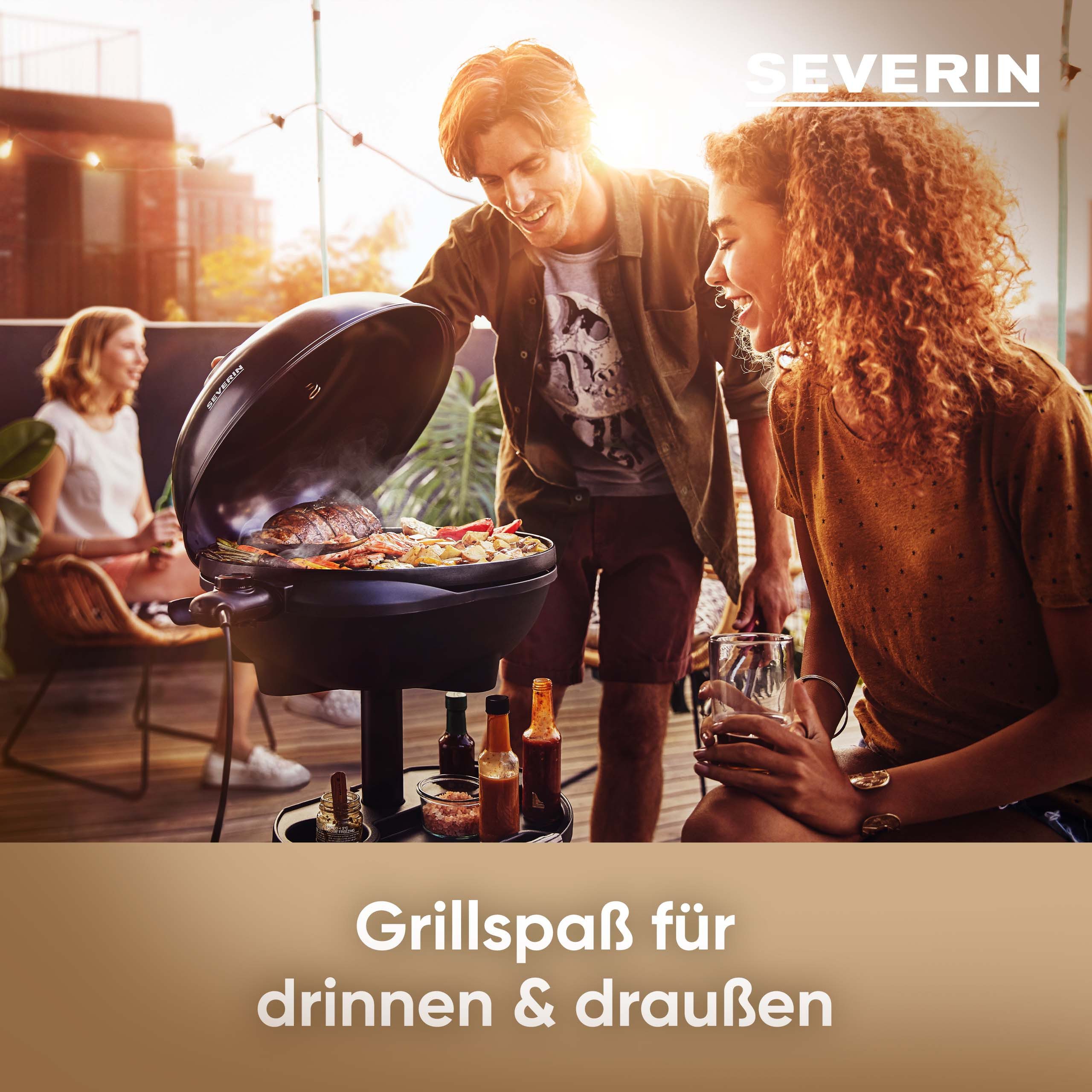 Severin Standgrill PG 8541, 2000 W, Elektrogrill mit Haube