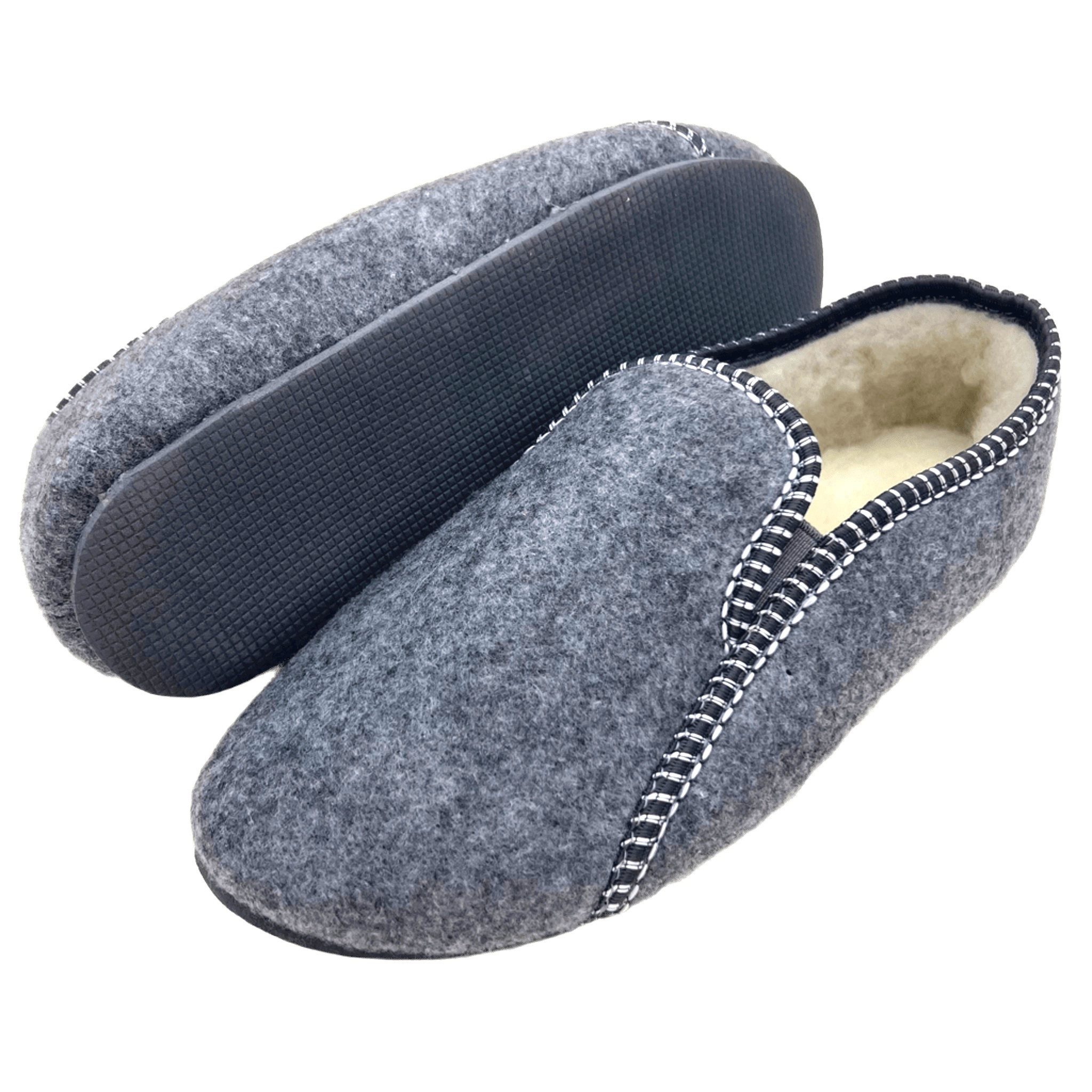 em-ka Herren Filz Fell Hausschuhe gefüttert Winter Pantoffeln Schafwolle Hausschuh Federleichte warme Hüttenschuhe mit Lamwolle
