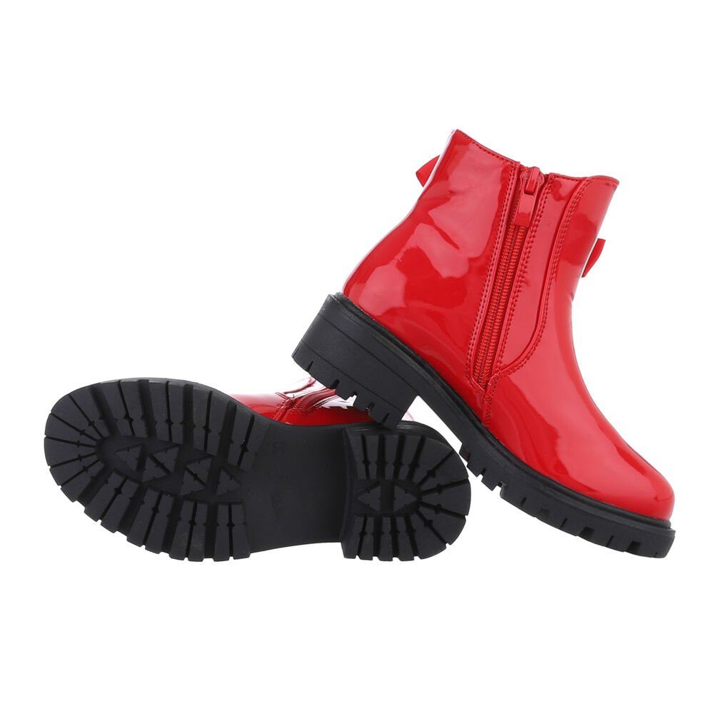 Ital-Design Kinder Freizeit Stiefelette Rot Blockabsatz Stiefeletten in