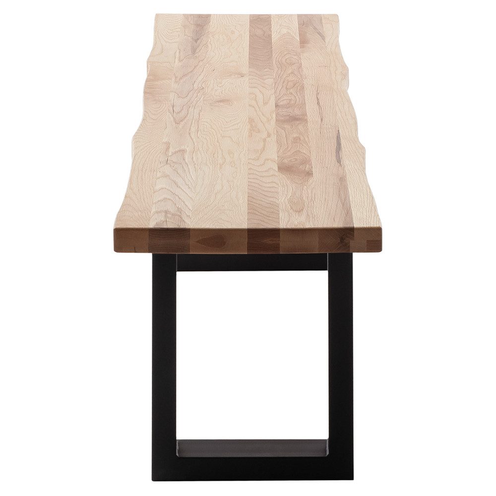 Lomadox Sitzbank PARACATU-06, Massivholz, U-Gestell, Baumkantenoptik, Eiche geölt, 200x40cm