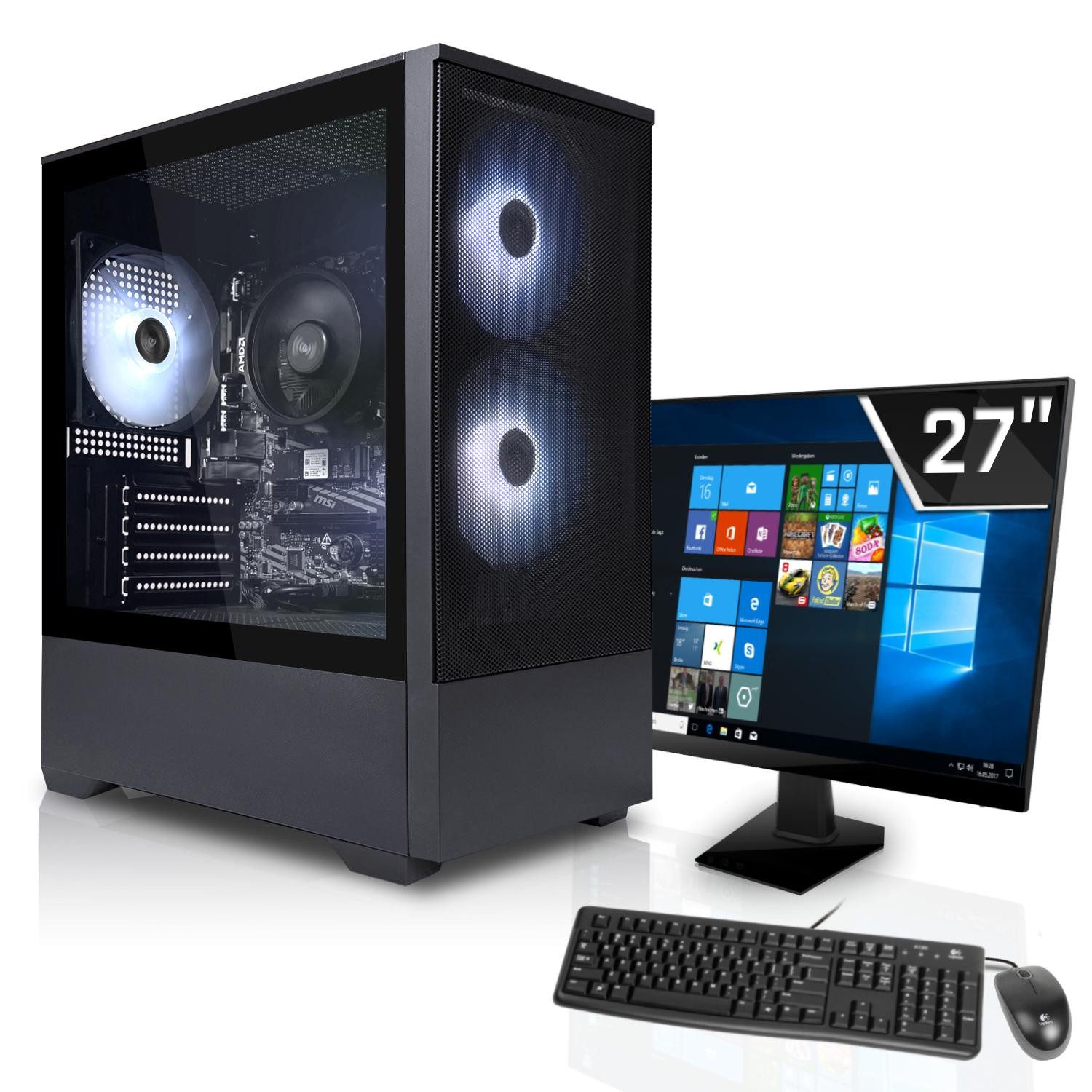 SYSTEMTREFF AMD Ryzen 5 PRO 5655G mit Radeon RX Vega 7 Business-PC-Komplettsystem (27", AMD 5655G 5655G, RX Vega 7, 16 GB RAM, 512 GB SSD)