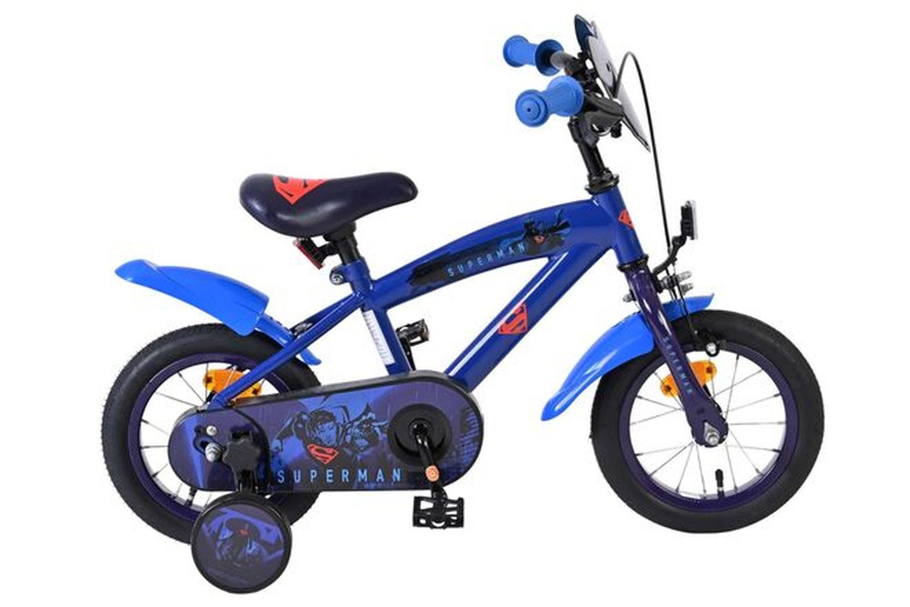 Kinderfahrrad Superman 12 Zoll Jungen - Blau mit Handbremse & Rücktrittbremse