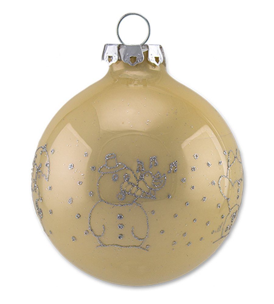 Thüringer Glasdesign Weihnachtsbaumkugel Pastell mit Glitzer Dekor - Baumspitze aus Glas - Gold Rosa Grün (16 St), aus Glas