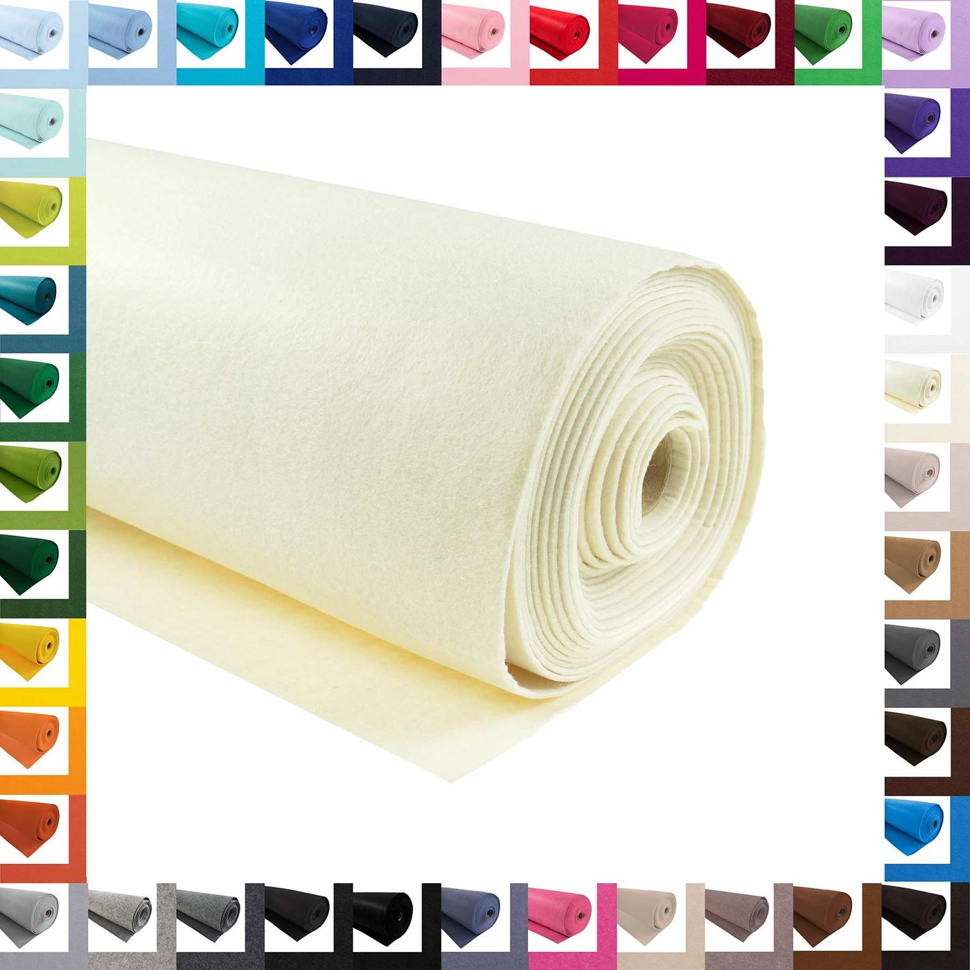 Thumbnail - maDDma Stoff Meterware Bastelfilz Filz 1m x 90cm x 1,5mm, creme